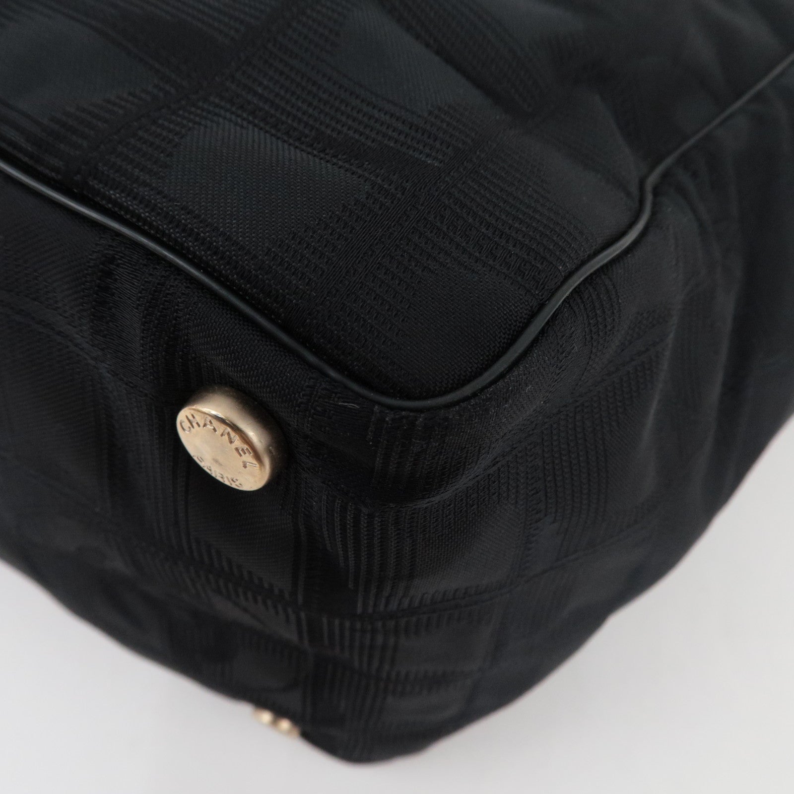 CHANEL New Travel Line Tote MM Nylon Jacquard Leather Black A15991 8888573