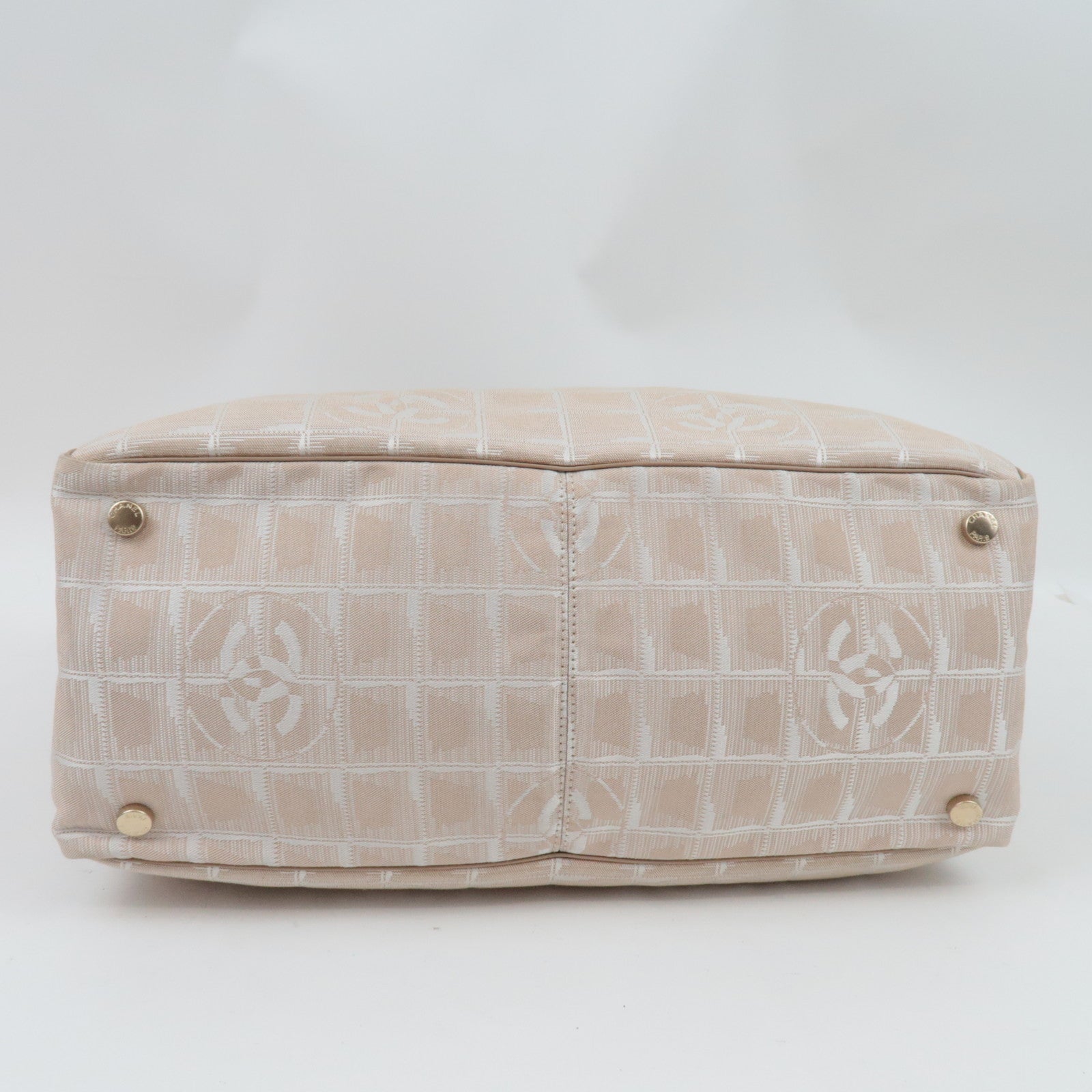 CHANEL New Travel Line Tote MM Nylon Jacquard Leather Beige A15991 8171148 *Dust bag