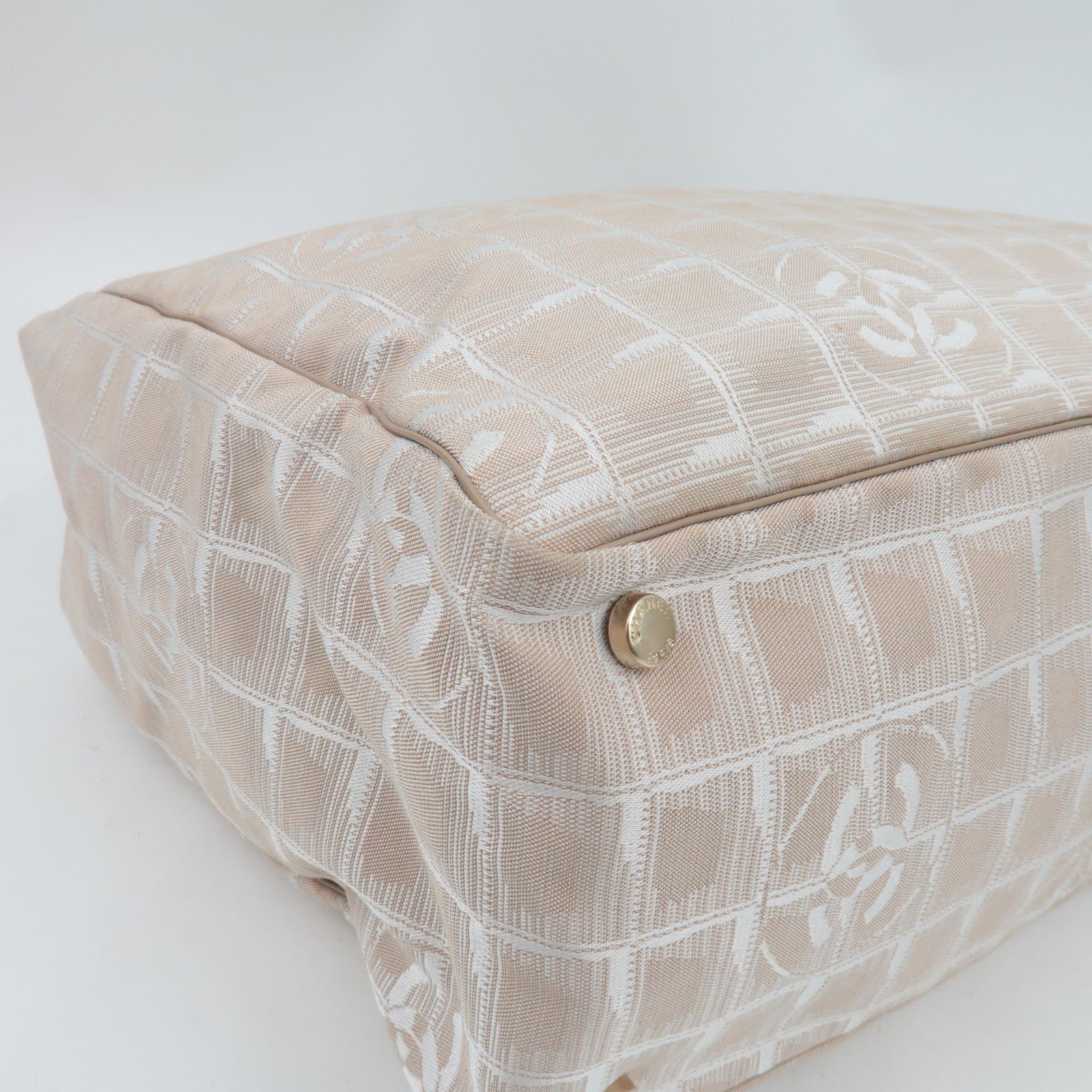 CHANEL New Travel Line Tote MM Nylon Jacquard Leather Beige A15991 8171148 *Dust bag