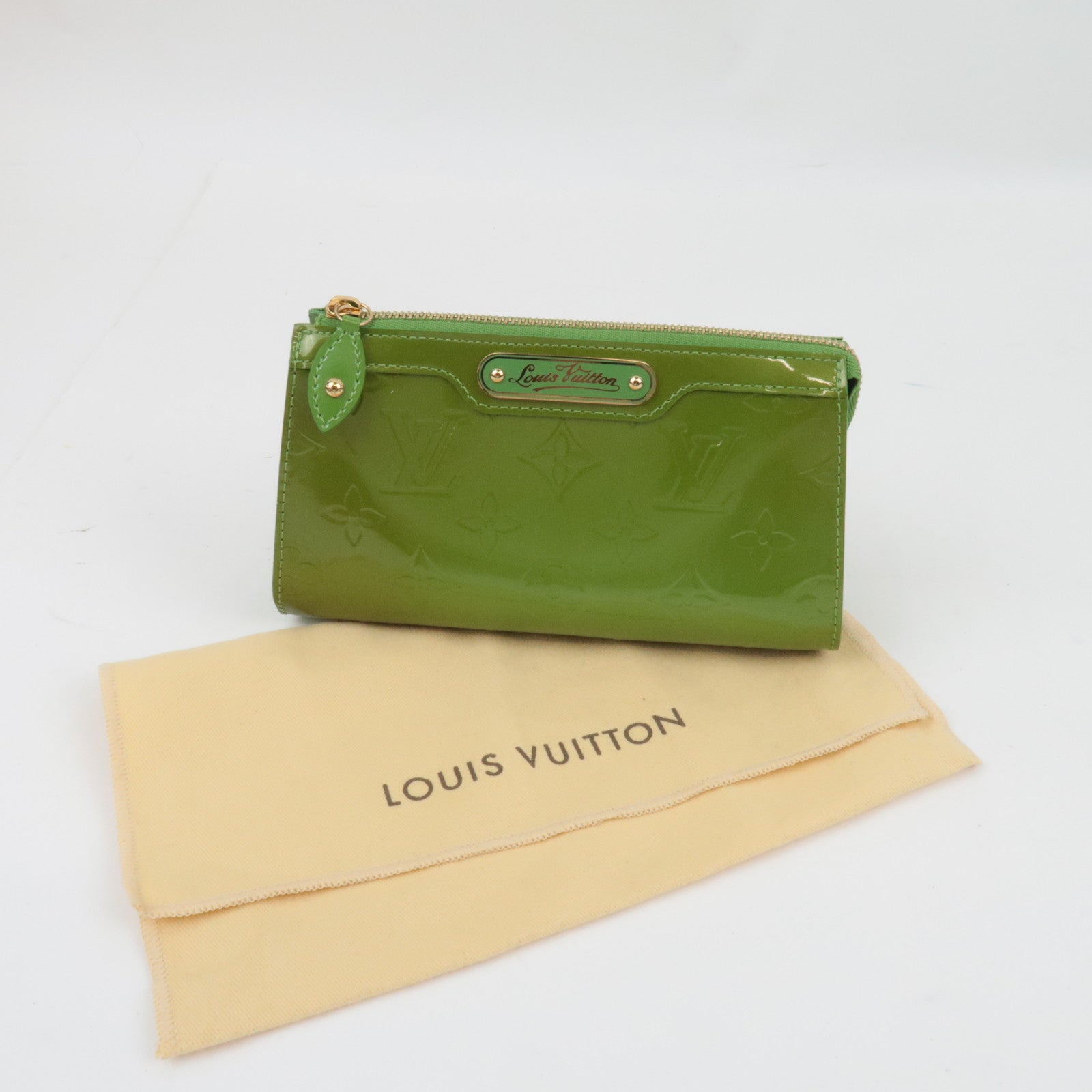 Louis Vuitton Monogram Vernis Trousse Cosmetic Cosmetic Pouch Vert Tonic M93649 SN4078 *Dust bag