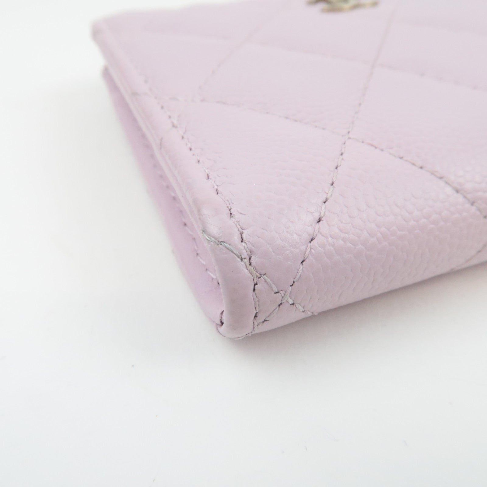 CHANEL Coco Mark Matelasse Round Zipper Wallet Caviar Skin Pink L5GCC257 *Box, Dust bag