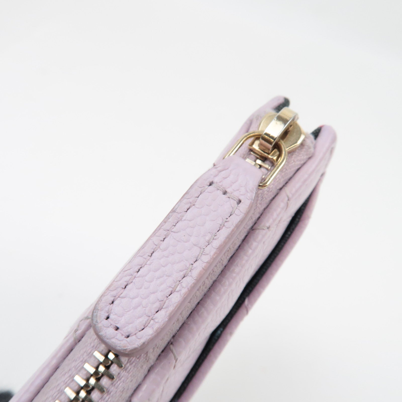 CHANEL Coco Mark Matelasse Round Zipper Wallet Caviar Skin Pink L5GCC257 *Box, Dust bag