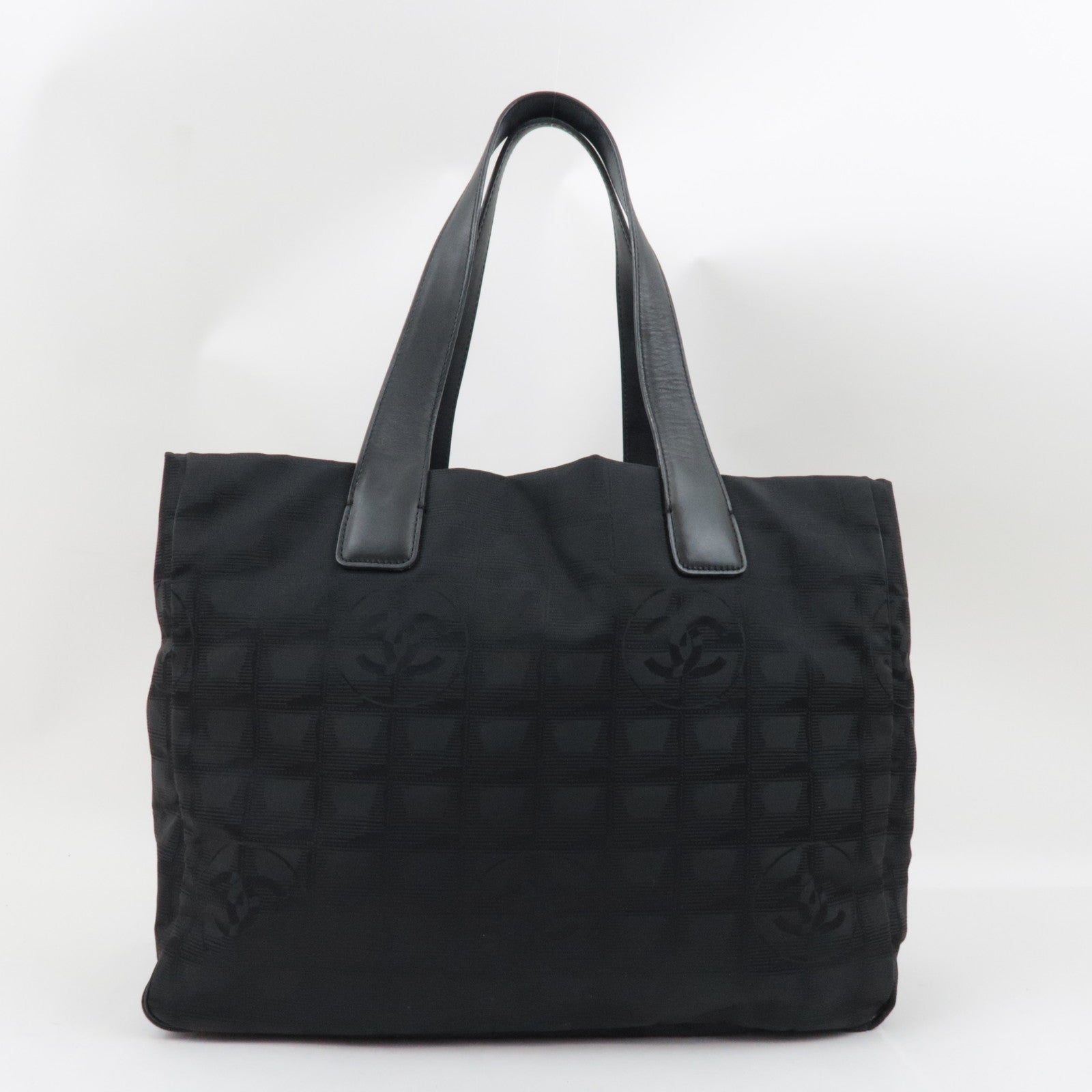 CHANEL New Travel Line MM Tote Bag Nylon Jacquard Black A15991 *Guarantee Card
