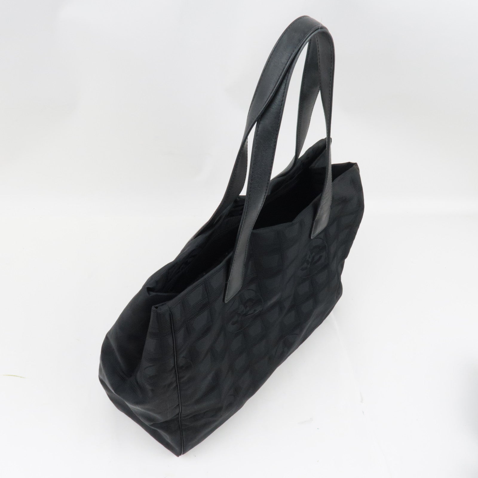 CHANEL New Travel Line MM Tote Bag Nylon Jacquard Black A15991 *Guarantee Card