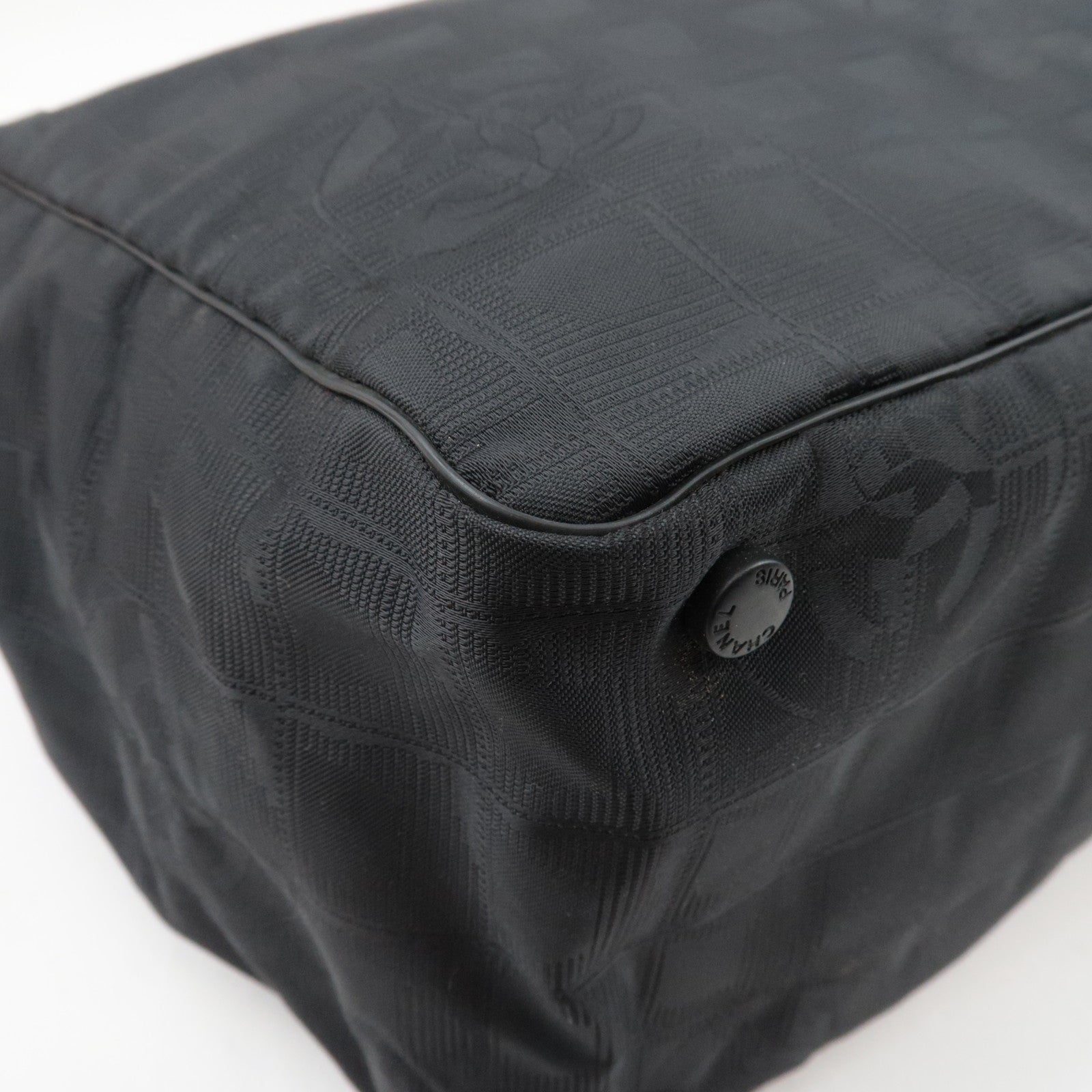 CHANEL New Travel Line MM Tote Bag Nylon Jacquard Black A15991 *Guarantee Card