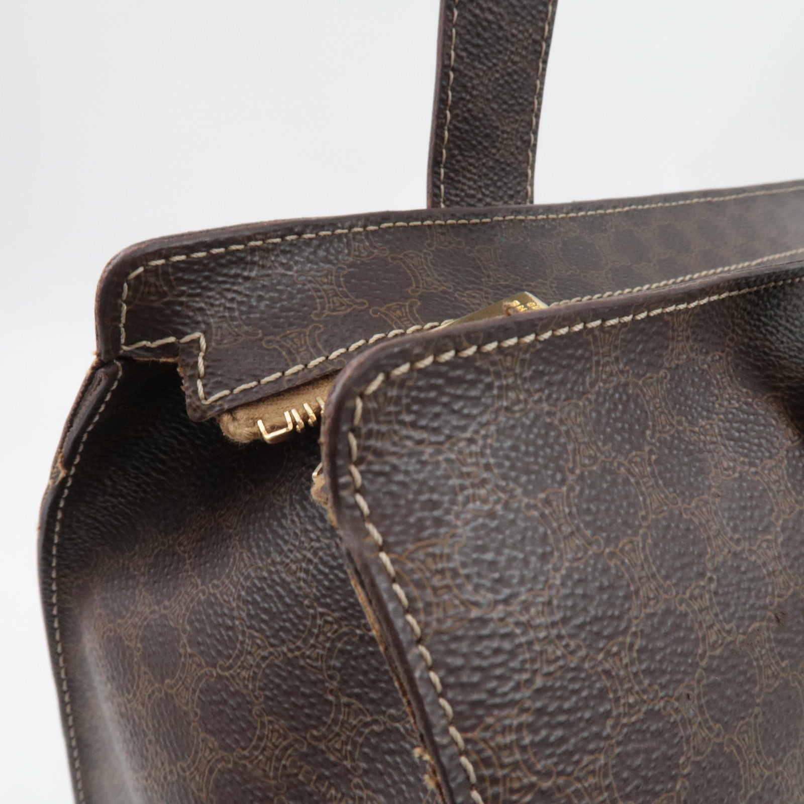 CELINE Macadam Tote Bag PVC Leather Brown