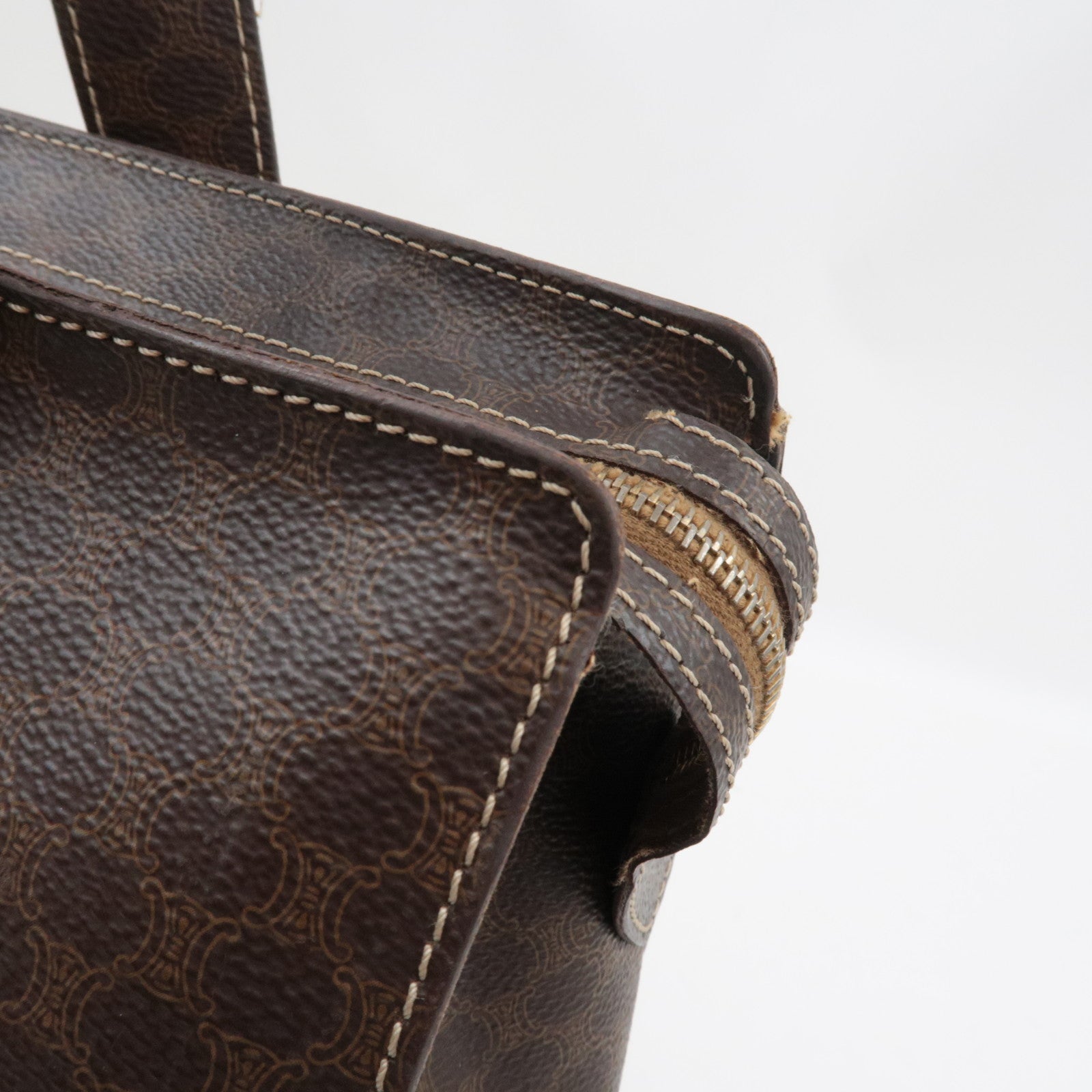 CELINE Macadam Tote Bag PVC Leather Brown