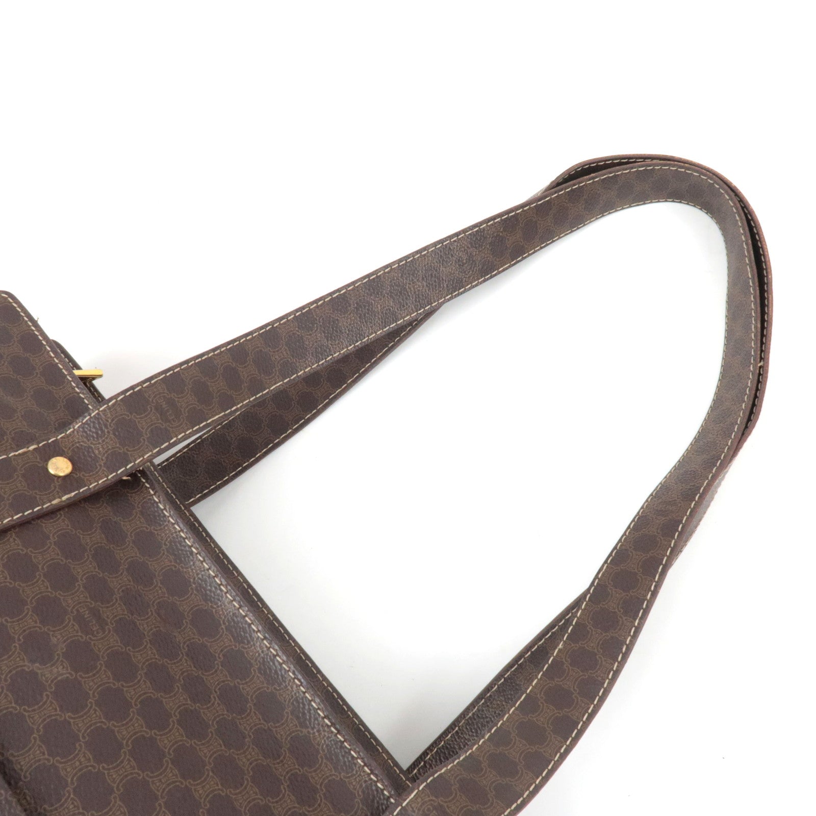 CELINE Macadam Tote Bag PVC Leather Brown