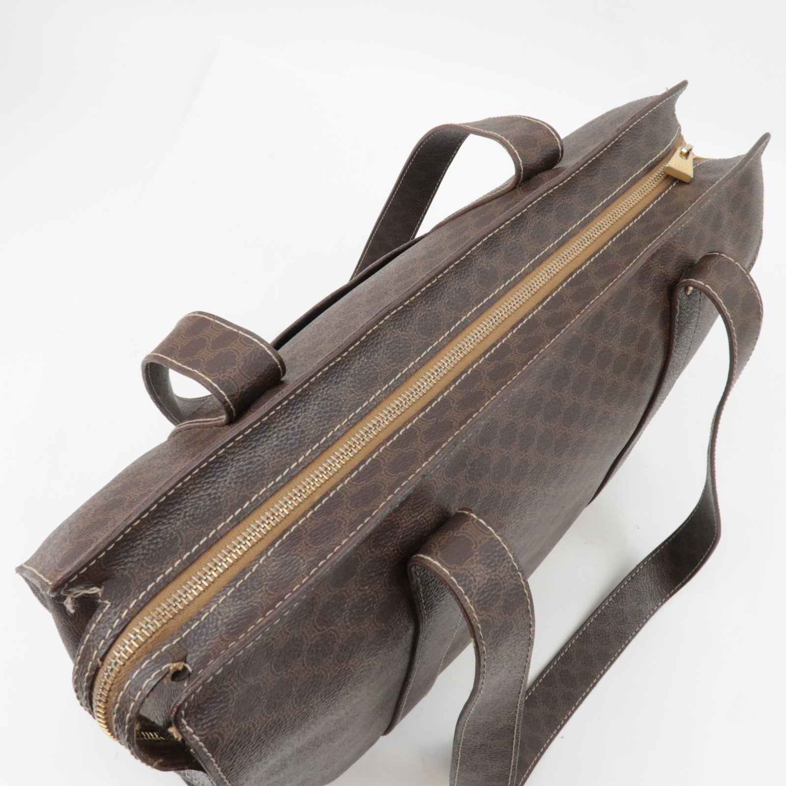 CELINE Macadam Tote Bag PVC Leather Brown