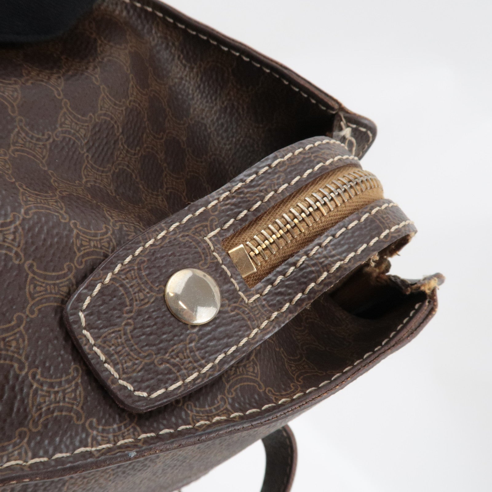 CELINE Macadam Tote Bag PVC Leather Brown