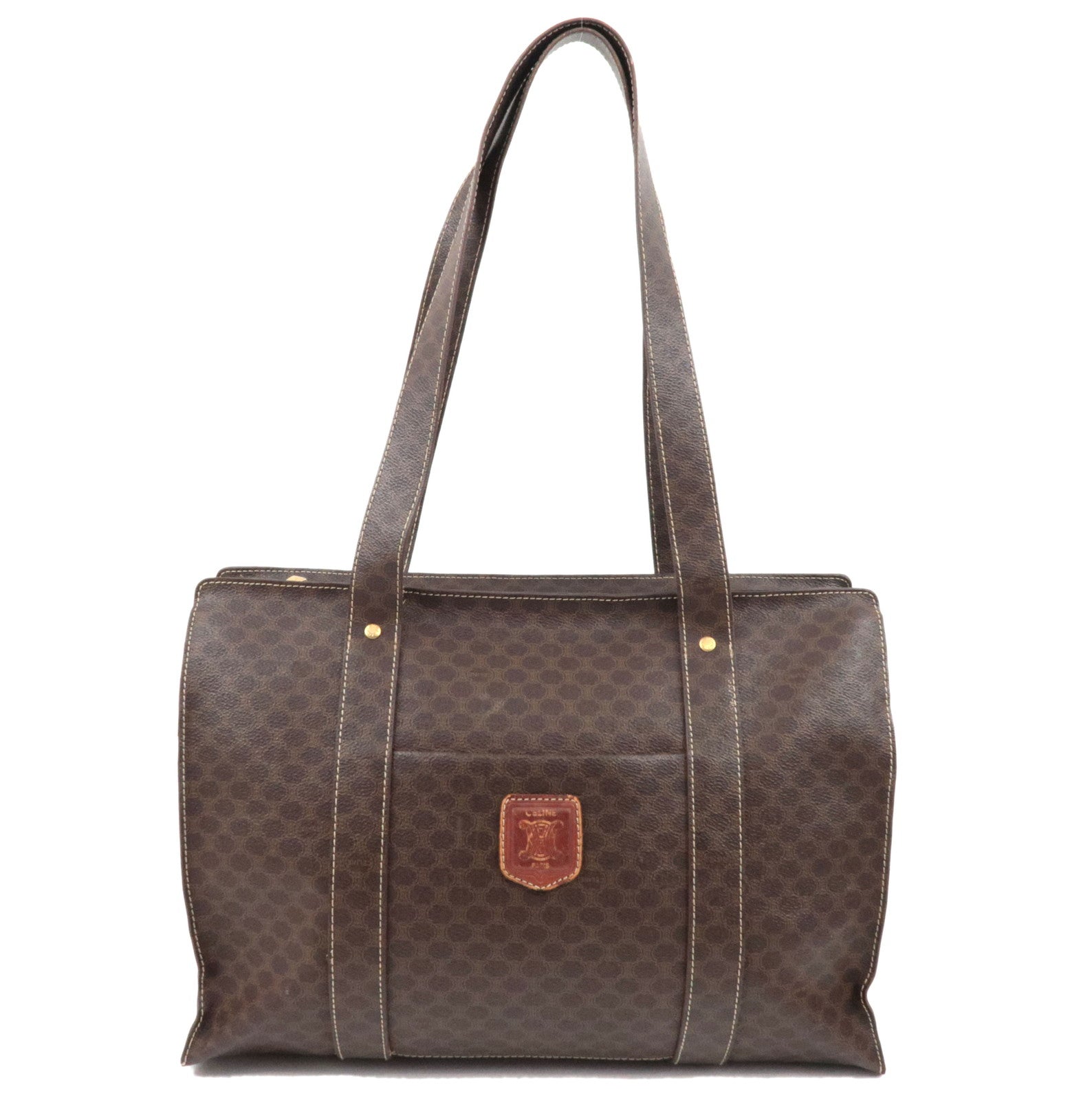 CELINE Macadam Tote Bag PVC Leather Brown75614