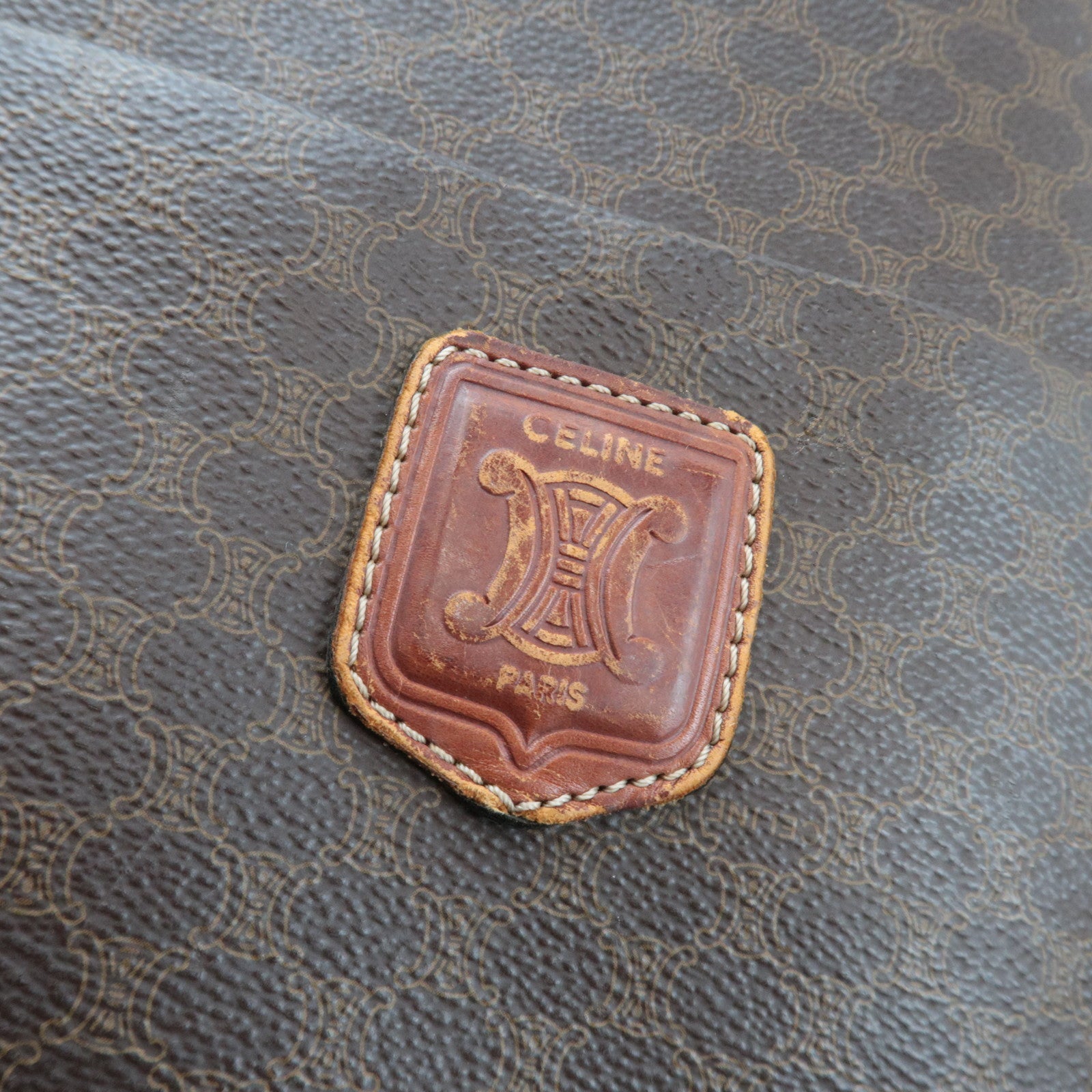 CELINE Macadam Tote Bag PVC Leather Brown