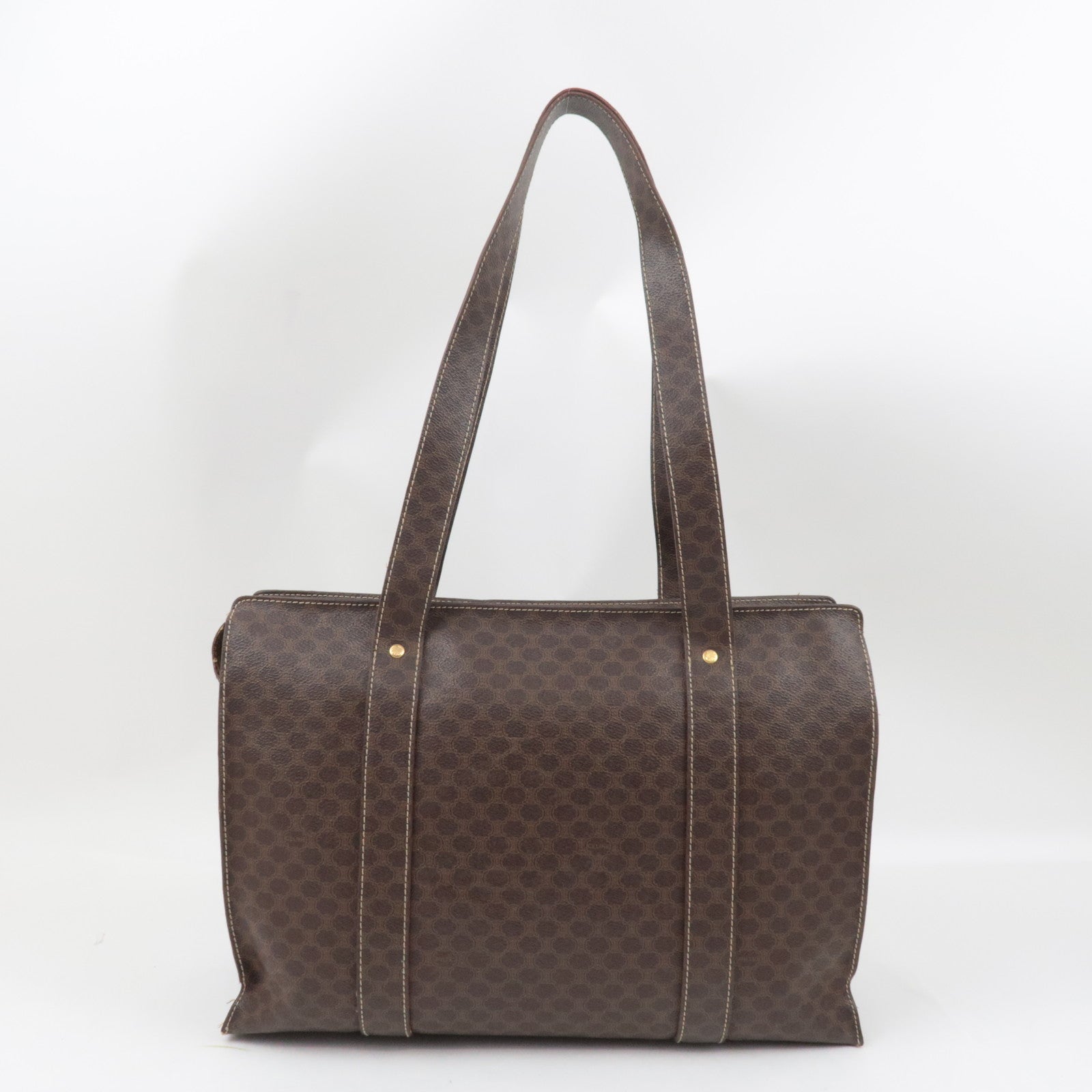 CELINE Macadam Tote Bag PVC Leather Brown