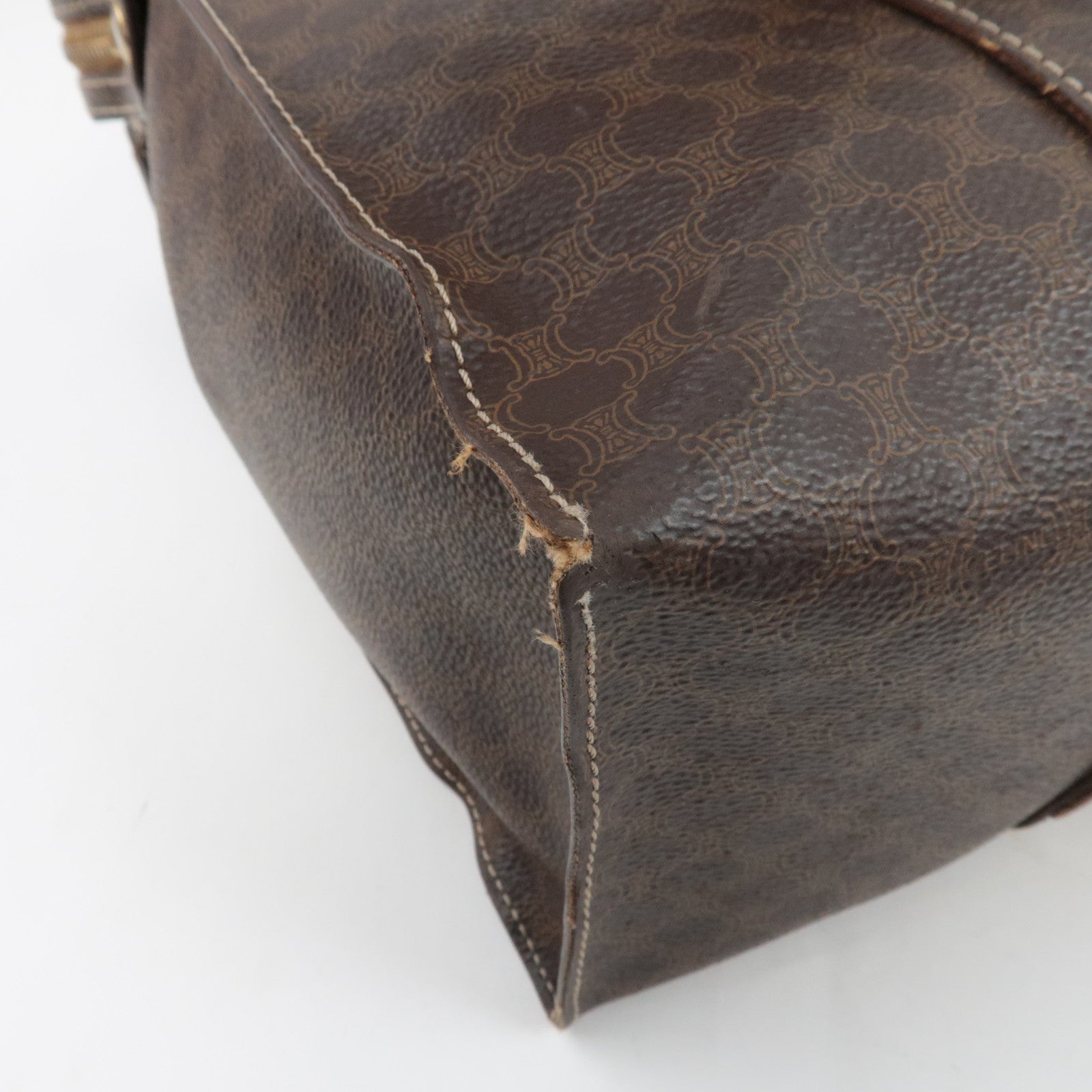 CELINE Macadam Tote Bag PVC Leather Brown