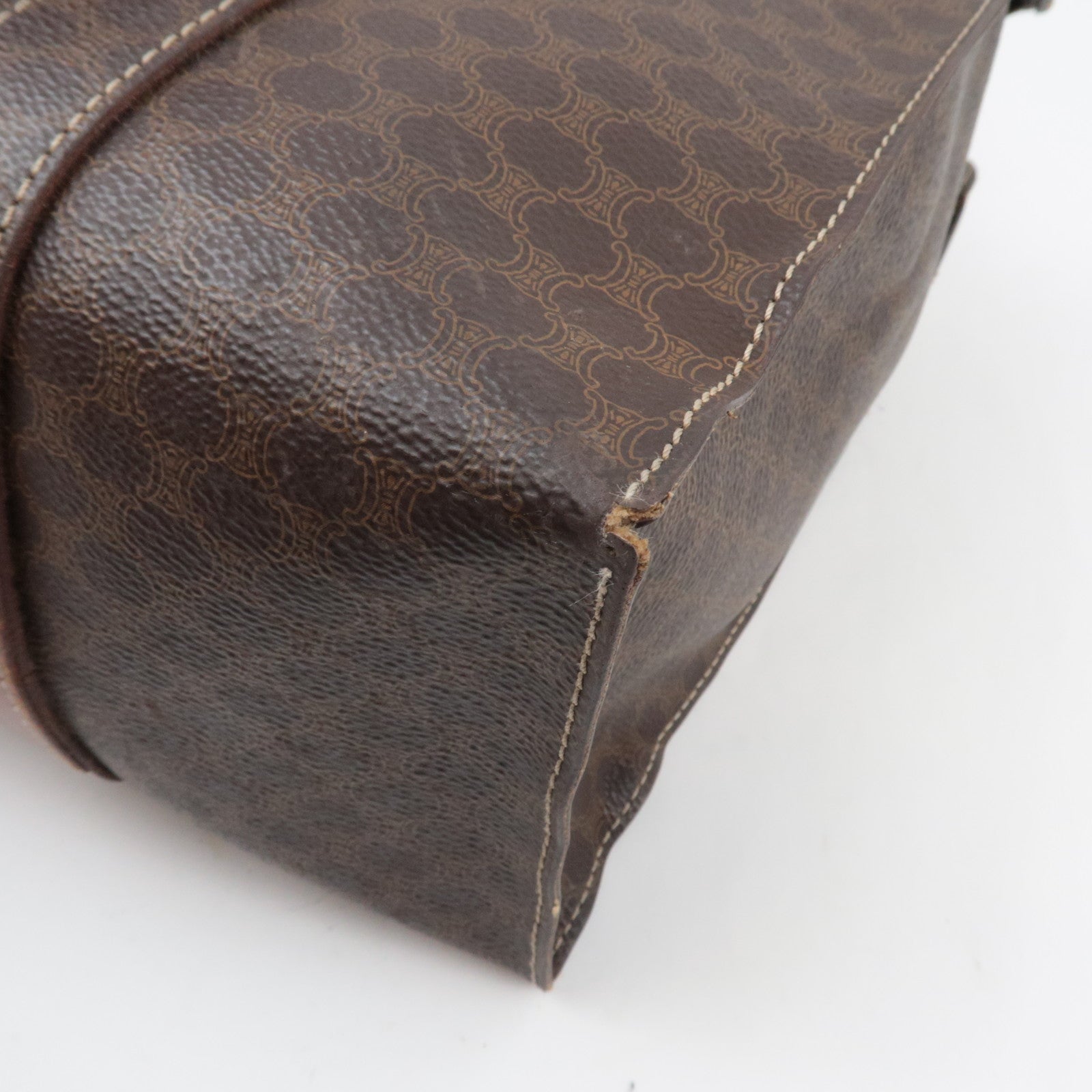 CELINE Macadam Tote Bag PVC Leather Brown