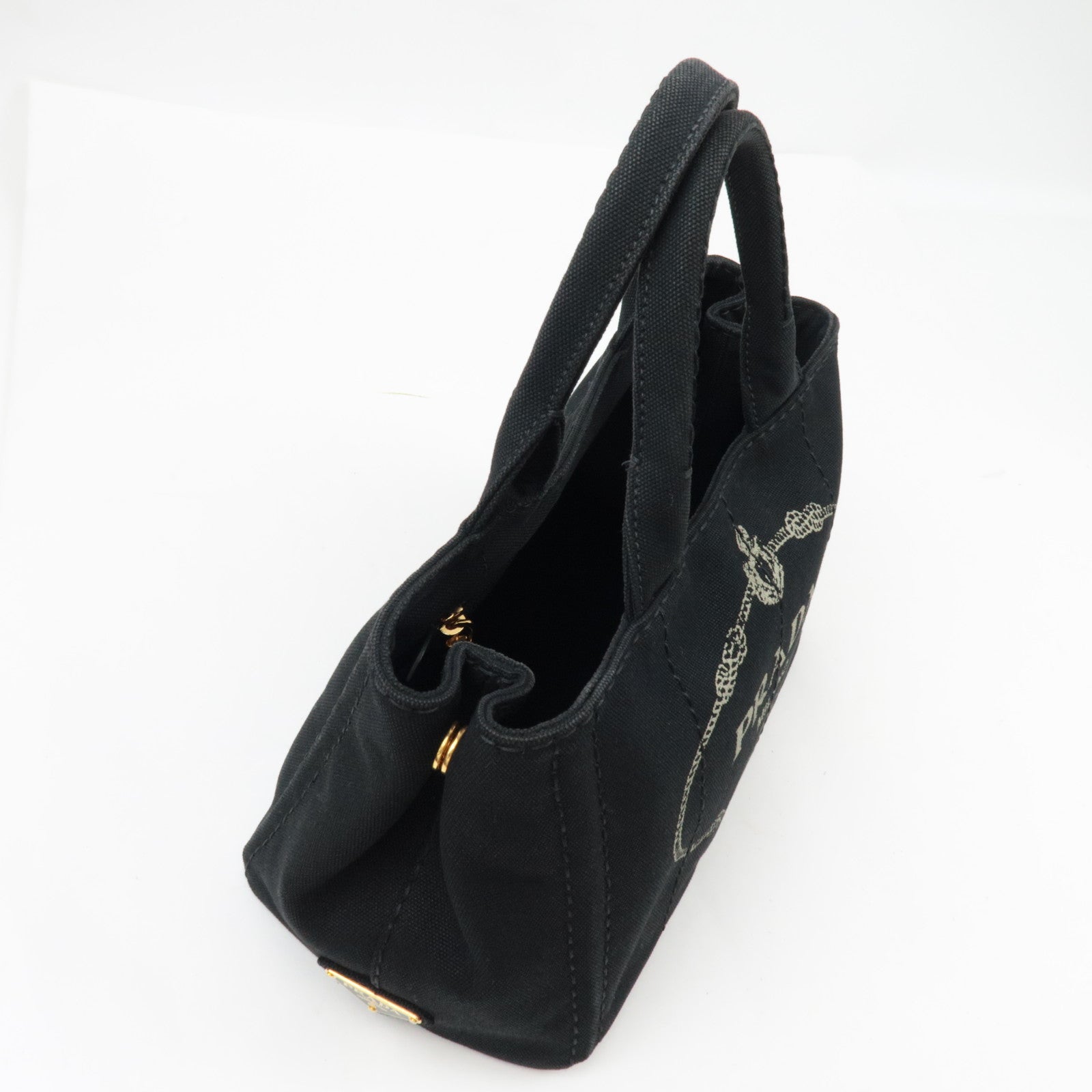 PRADA Canapa Mini 2Way Tote Shoulder Bag Canvas Black B2439G *G card, strap