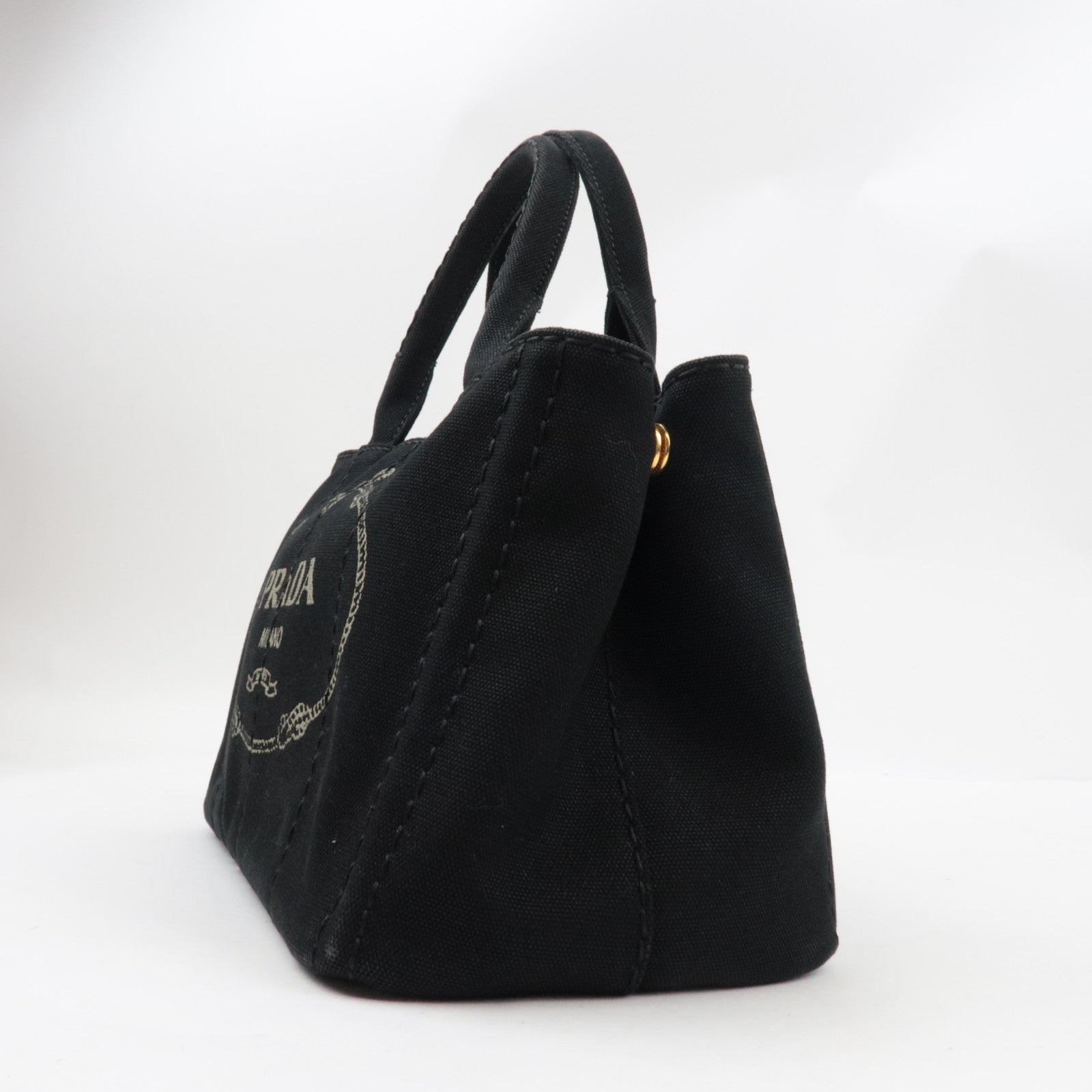 PRADA Canapa Mini 2Way Tote Shoulder Bag Canvas Black B2439G *G card, strap