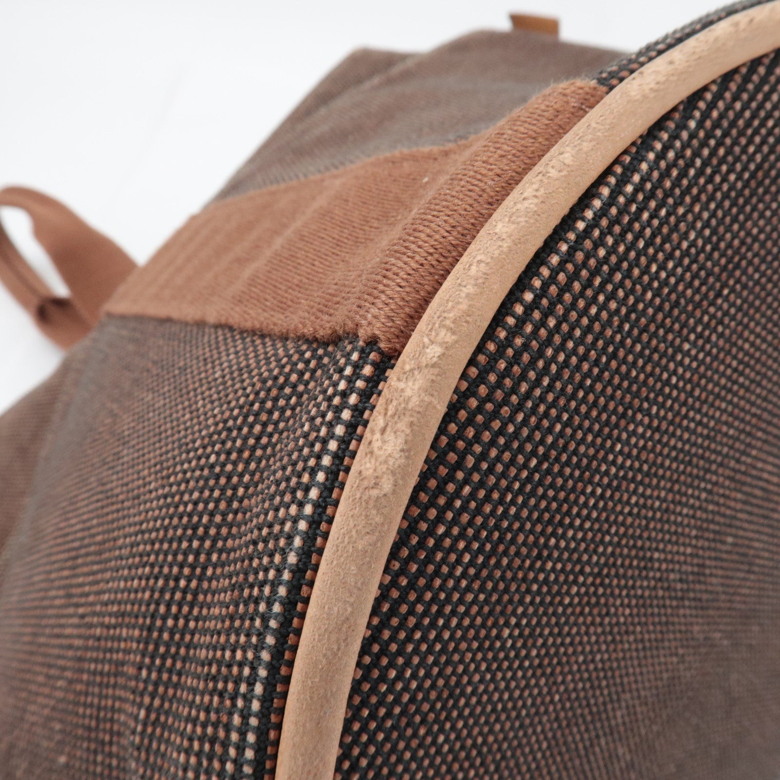 HERMES Saxo MM One Shoulder Bag Handbag Toile Ash Brown