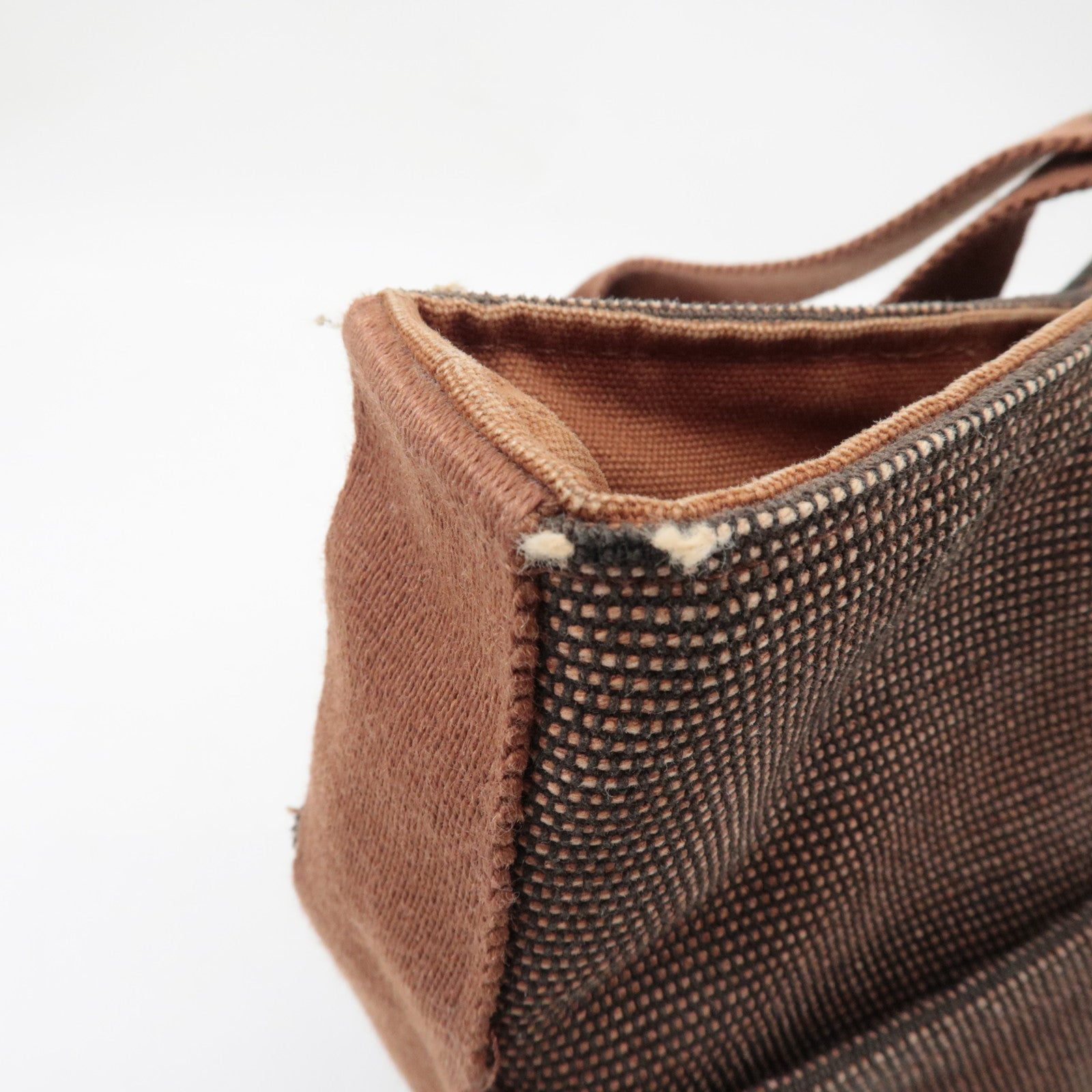 HERMES Saxo MM One Shoulder Bag Handbag Toile Ash Brown