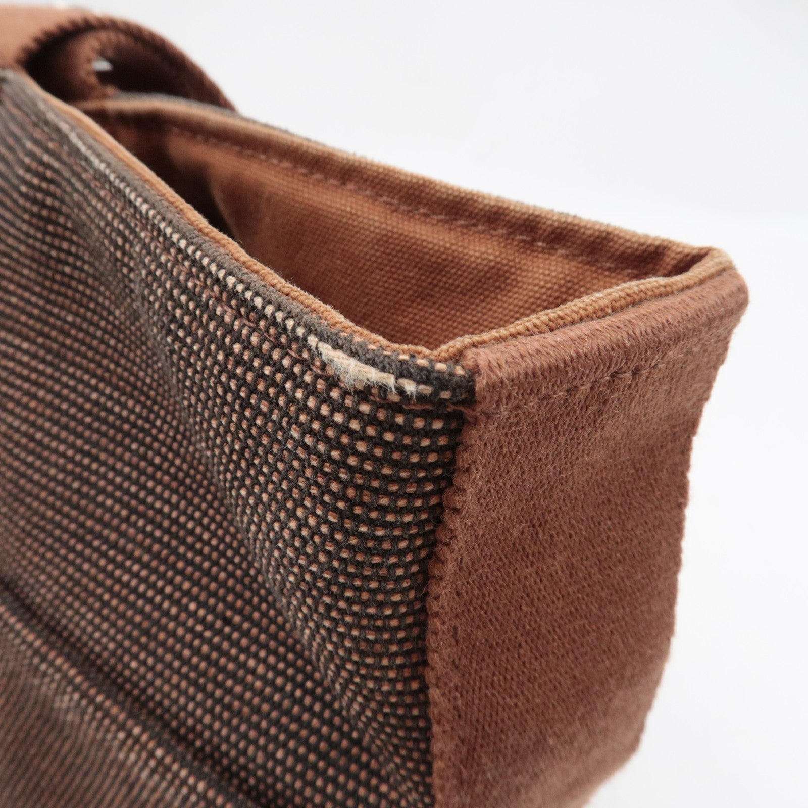 HERMES Saxo MM One Shoulder Bag Handbag Toile Ash Brown