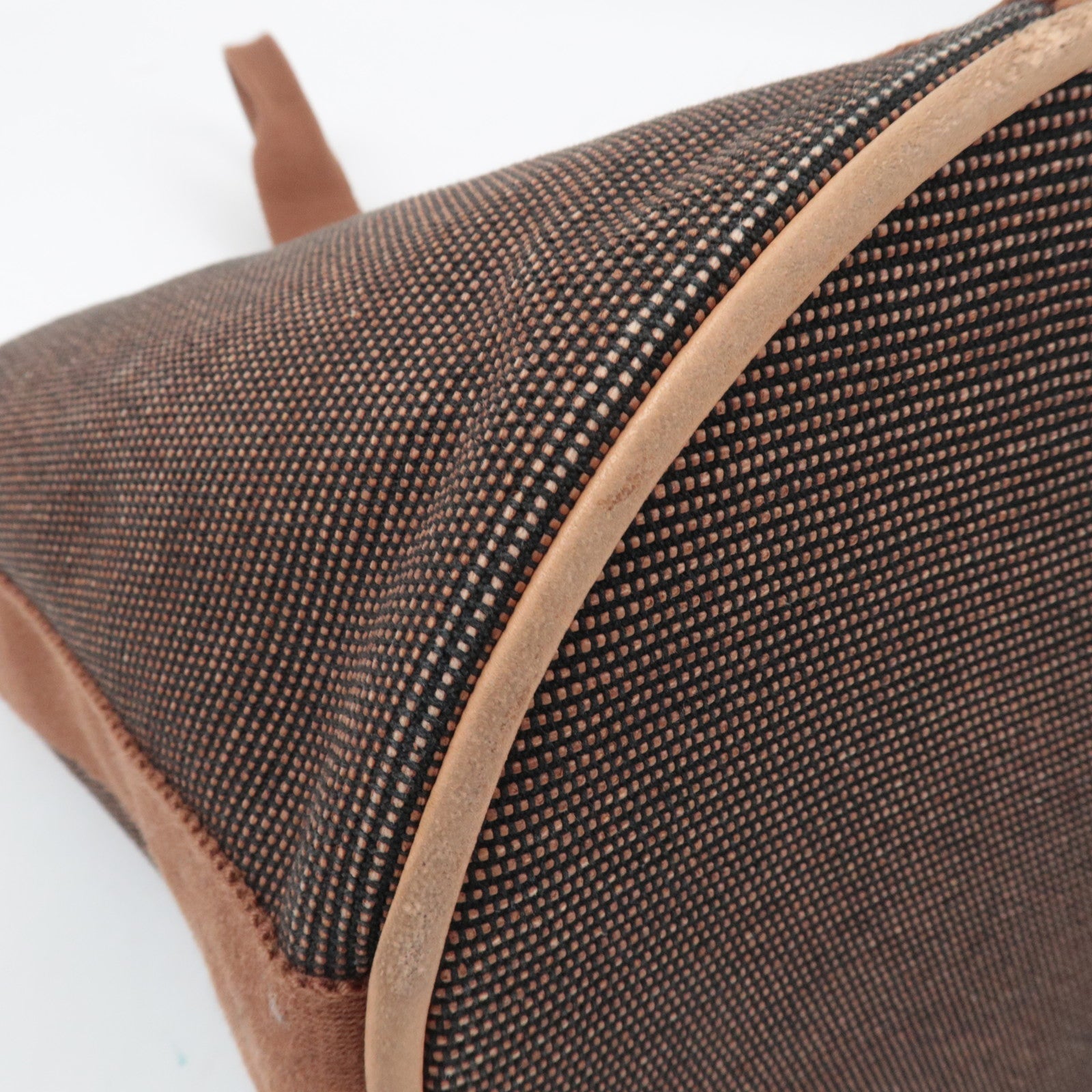 HERMES Saxo MM One Shoulder Bag Handbag Toile Ash Brown