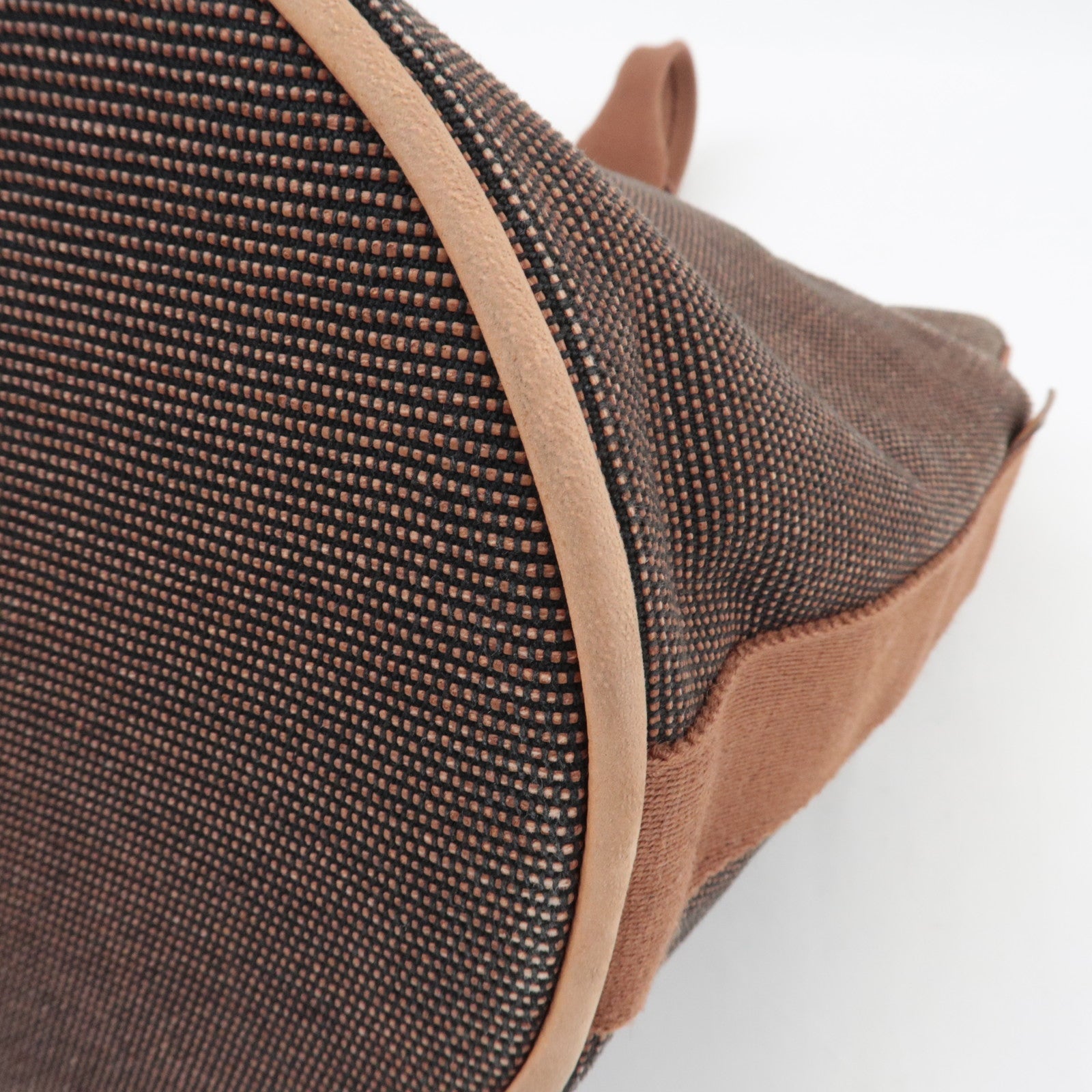 HERMES Saxo MM One Shoulder Bag Handbag Toile Ash Brown