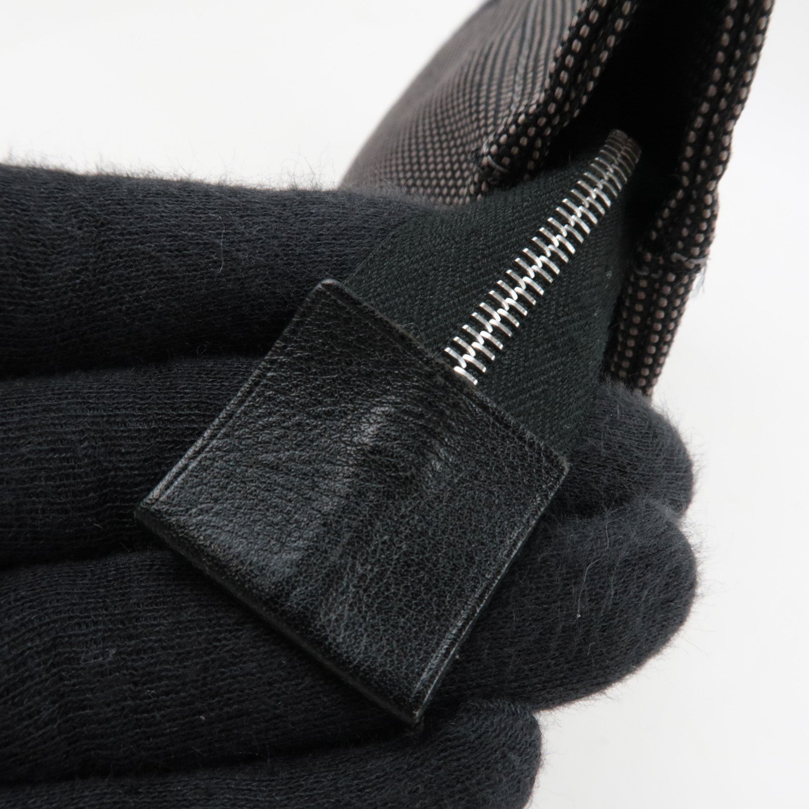 HERMES Her Line Pouch MM Clutch Bag Pouch Canvas Gray