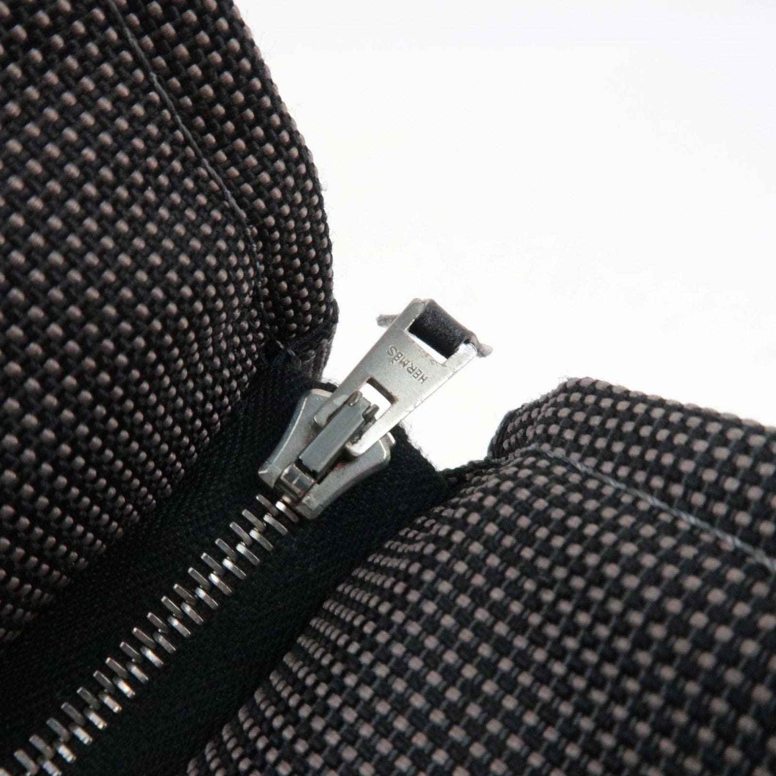 HERMES Her Line Pouch MM Clutch Bag Pouch Canvas Gray