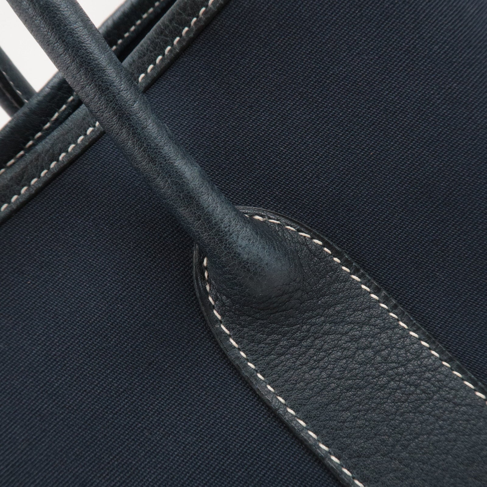 HERMES Garden Party PM Tote Bag Canvas Leather Navy □I STAMP (2005)