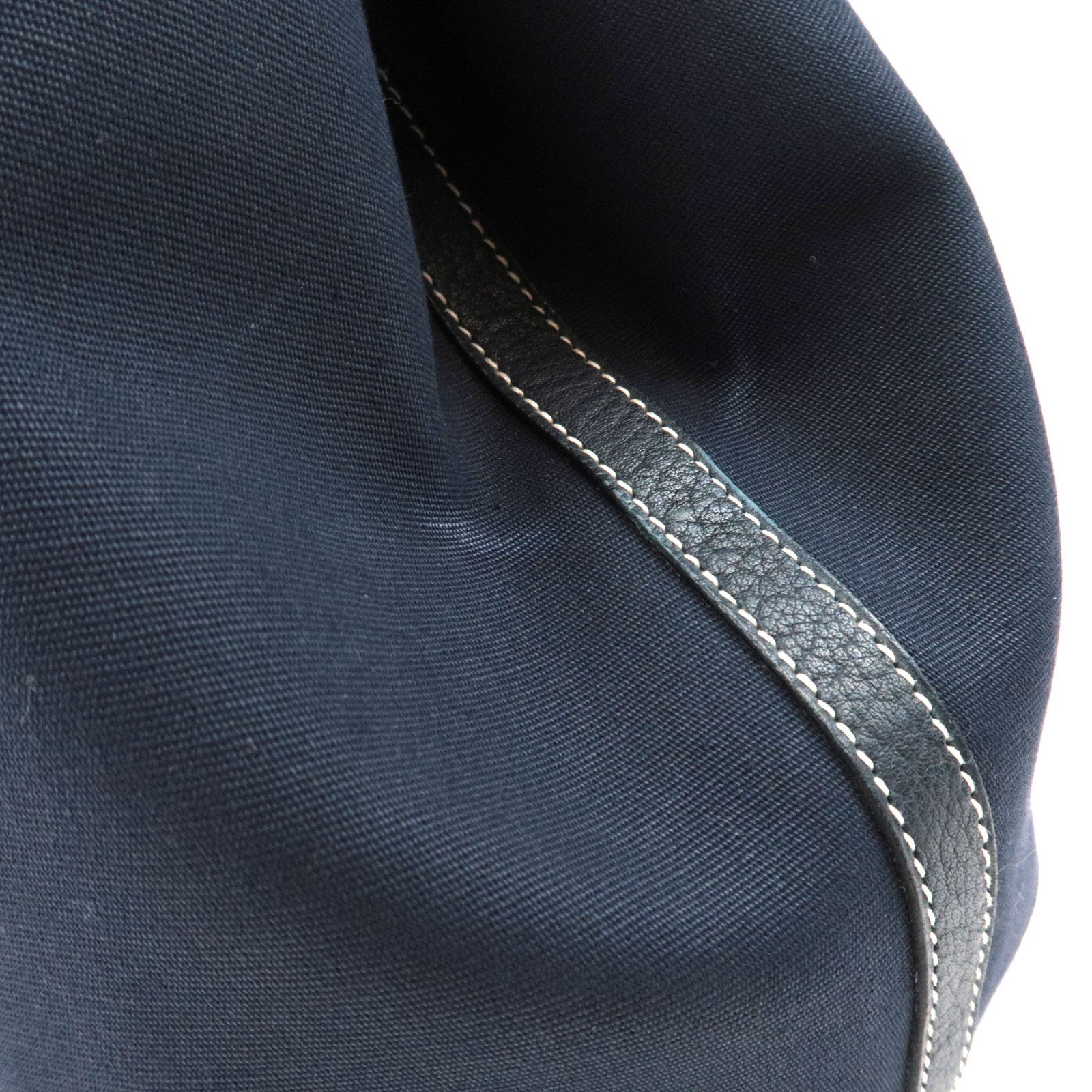 HERMES Garden Party PM Tote Bag Canvas Leather Navy □I STAMP (2005)