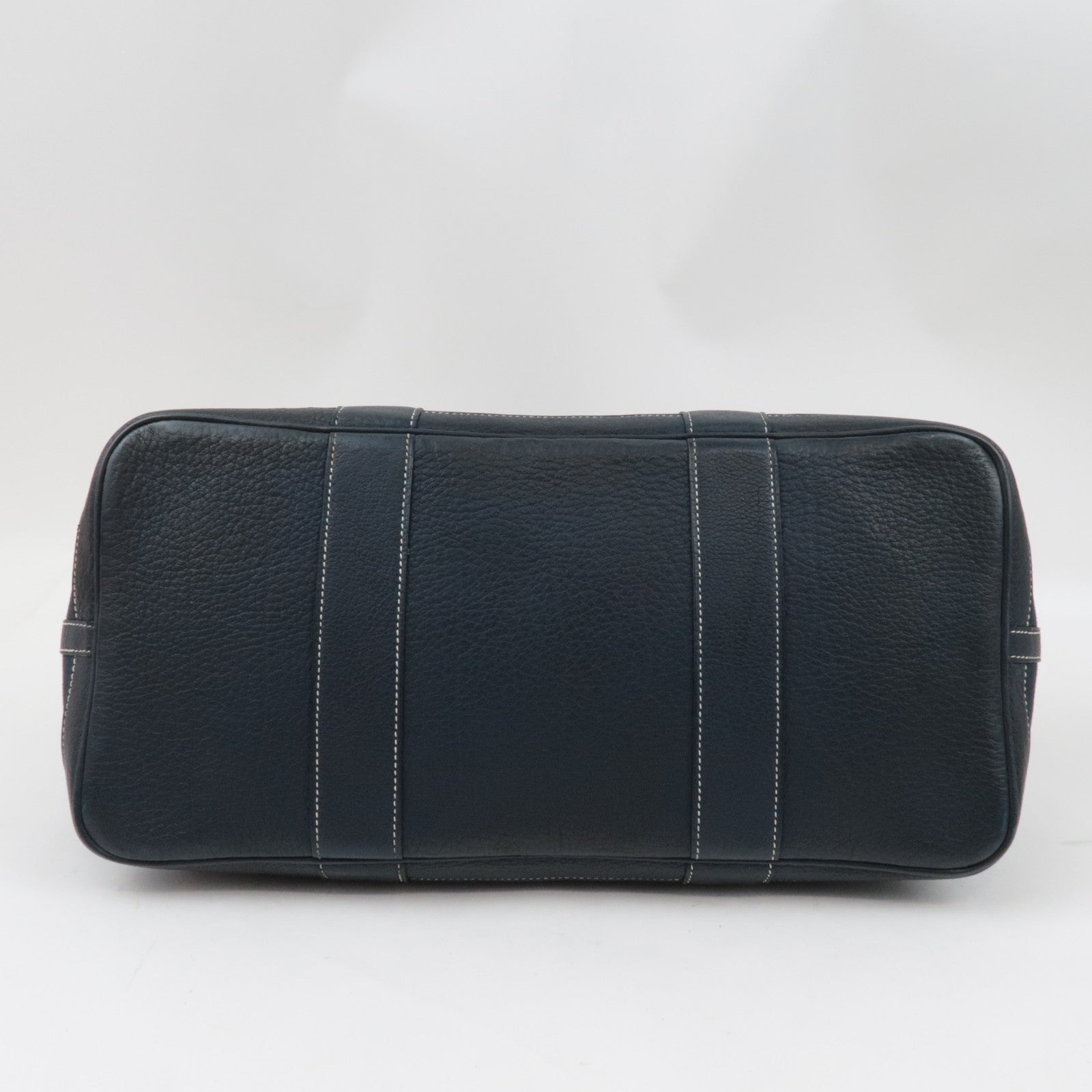 HERMES Garden Party PM Tote Bag Canvas Leather Navy □I STAMP (2005)