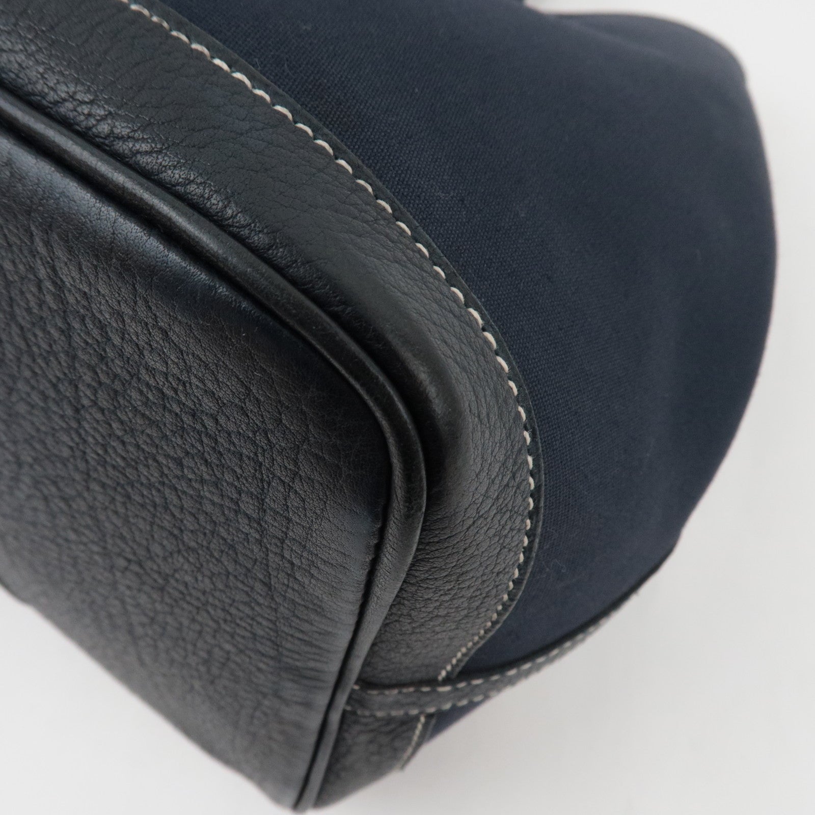 HERMES Garden Party PM Tote Bag Canvas Leather Navy □I STAMP (2005)