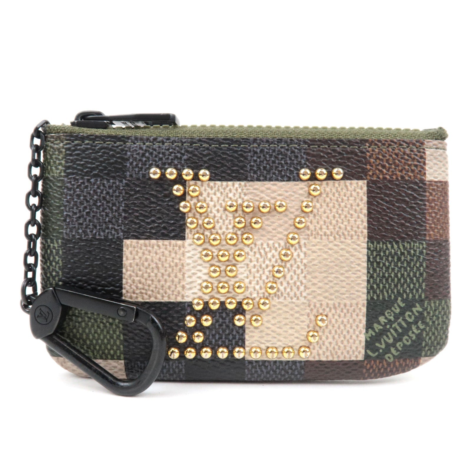 Louis Vuitton Damier Pop Damoflage Pochette Cles Coin Case Khaki M83175 RFID75757