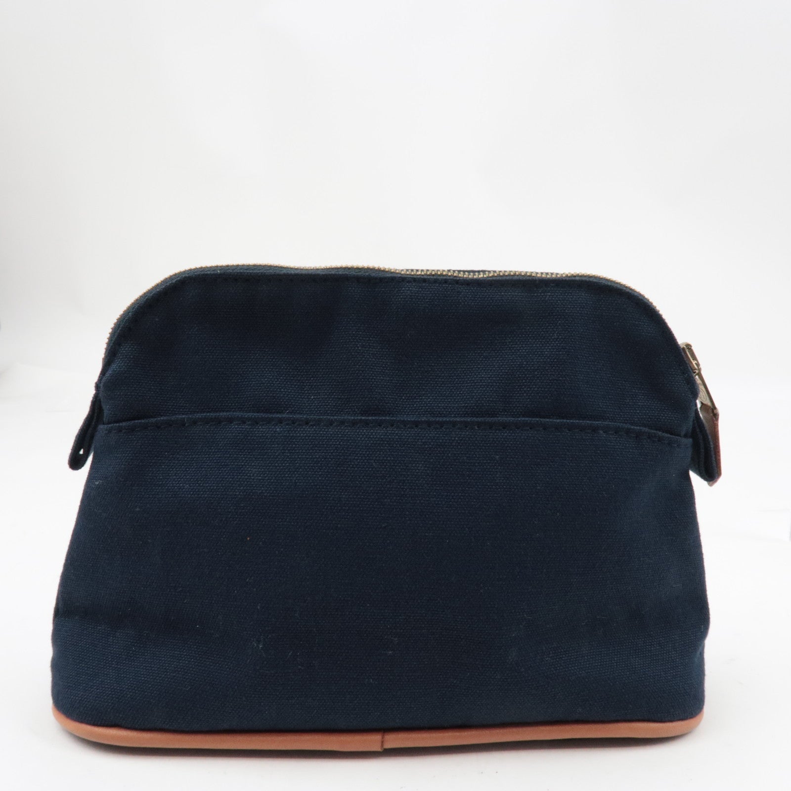HERMES Bolide Pouch Mini 20 Cosmetic Pouch Canvas Leather Navy