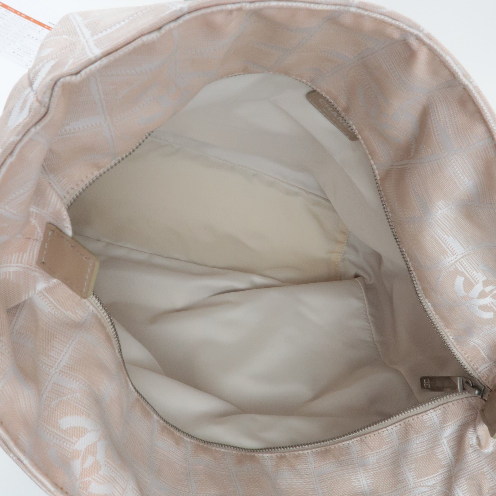 CHANEL New Travel Line Tote GM Nylon Jacquard Leather Beige A15825 *Dust Bag, G Card