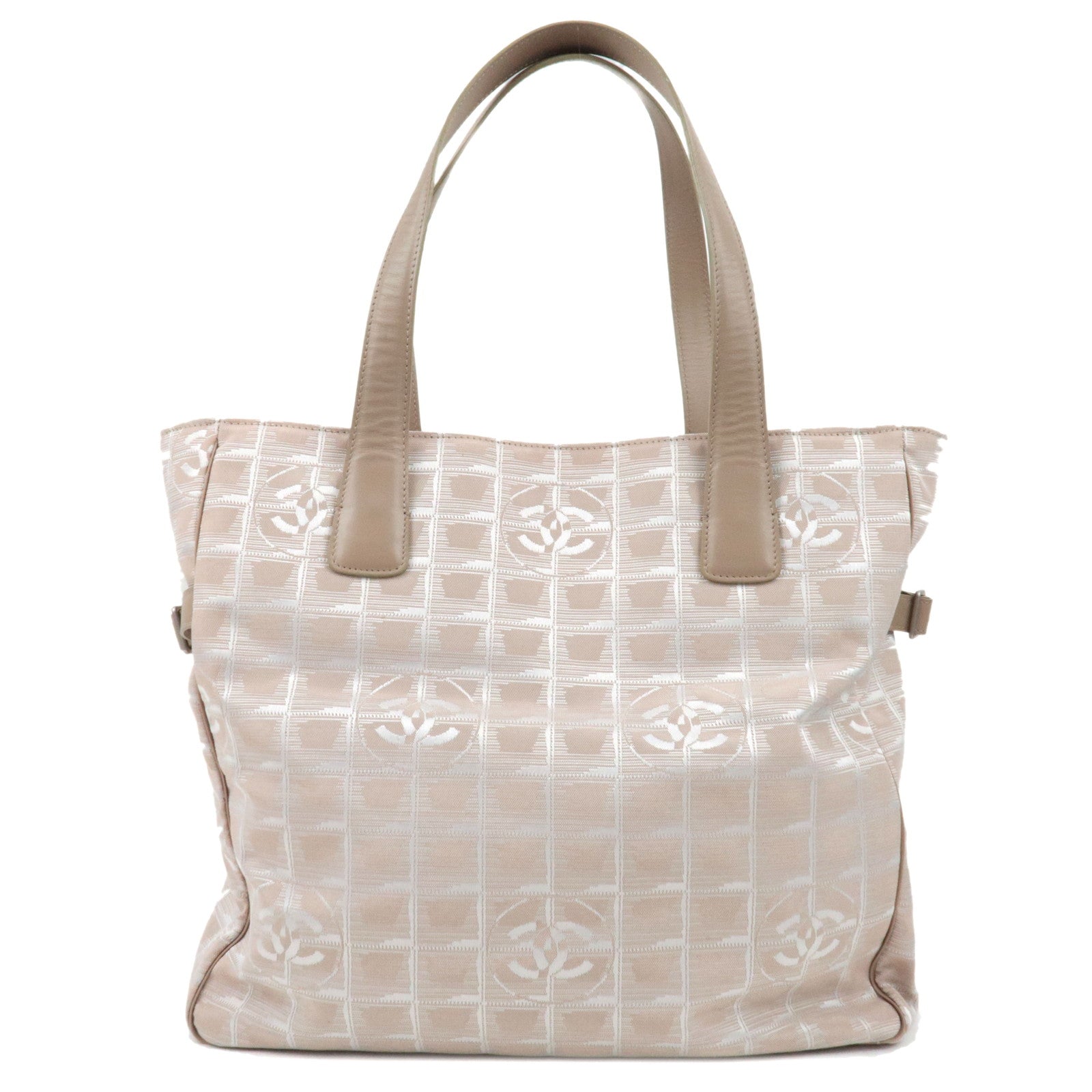 CHANEL New Travel Line Tote GM Nylon Jacquard Leather Beige A15825 *Dust Bag, G Card75781