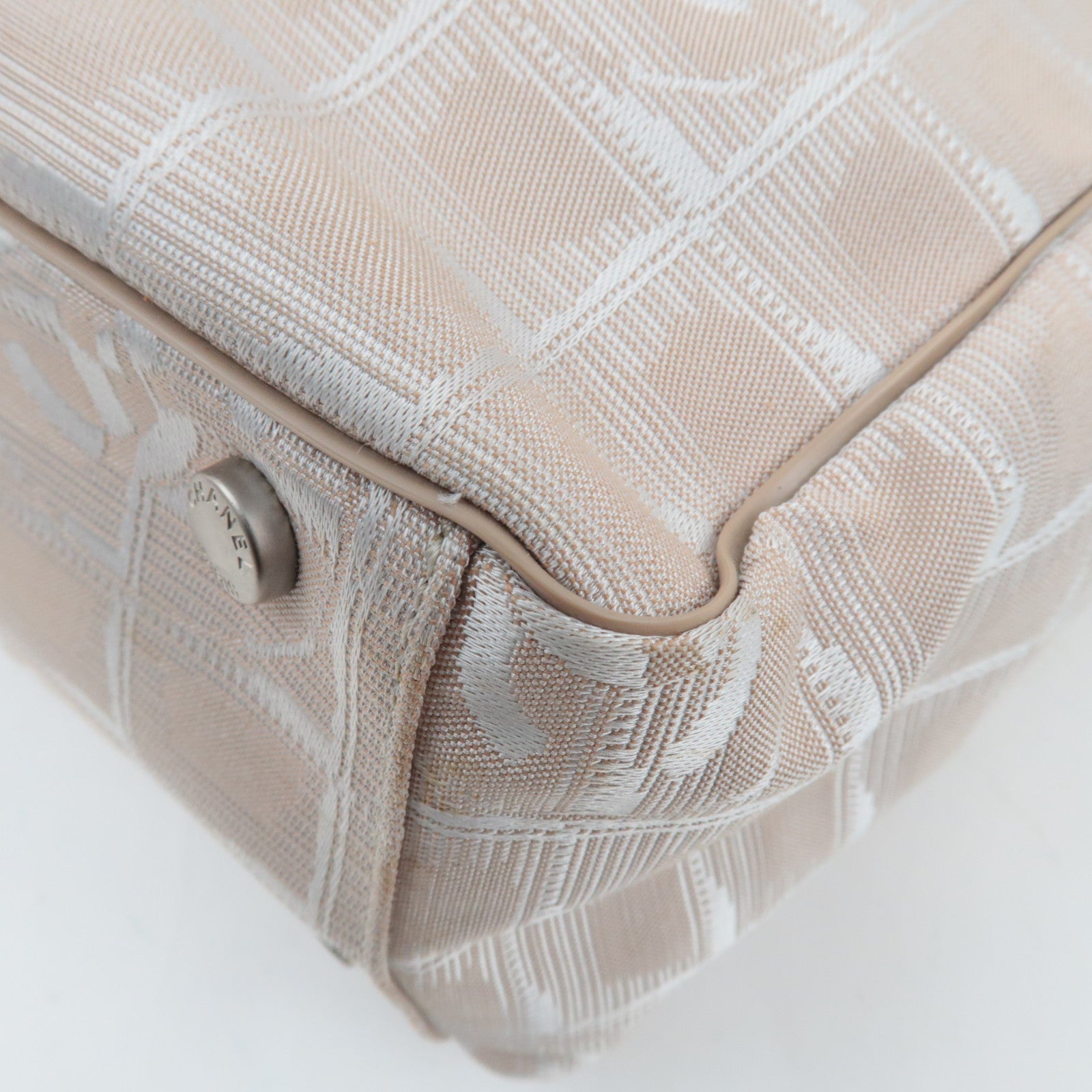 CHANEL New Travel Line Tote GM Nylon Jacquard Leather Beige A15825 *Dust Bag, G Card