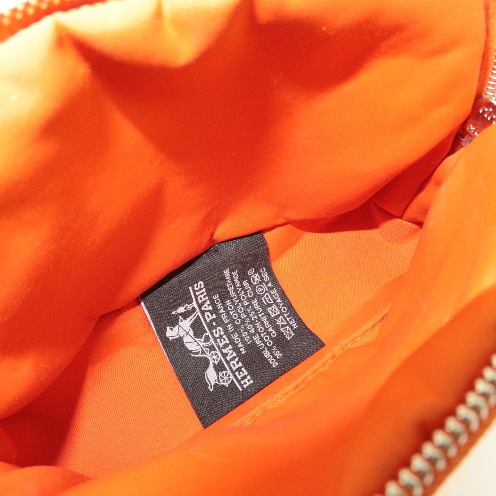 HERMES Bolide Pouch Mini Mini 15 Cosmetic Pouch Canvas Leather Orange