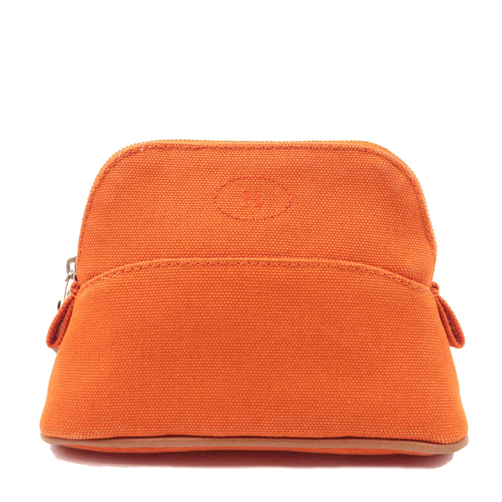 HERMES Bolide Pouch Mini Mini 15 Cosmetic Pouch Canvas Leather Orange   75831