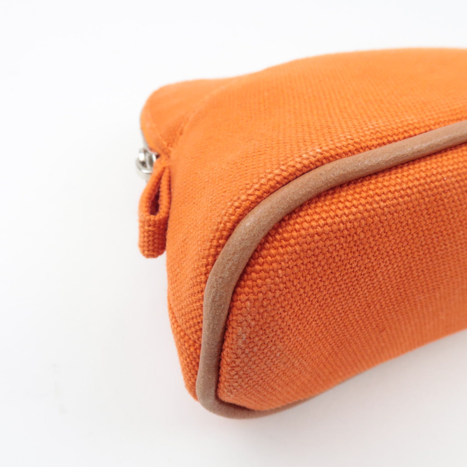 HERMES Bolide Pouch Mini Mini 15 Cosmetic Pouch Canvas Leather Orange