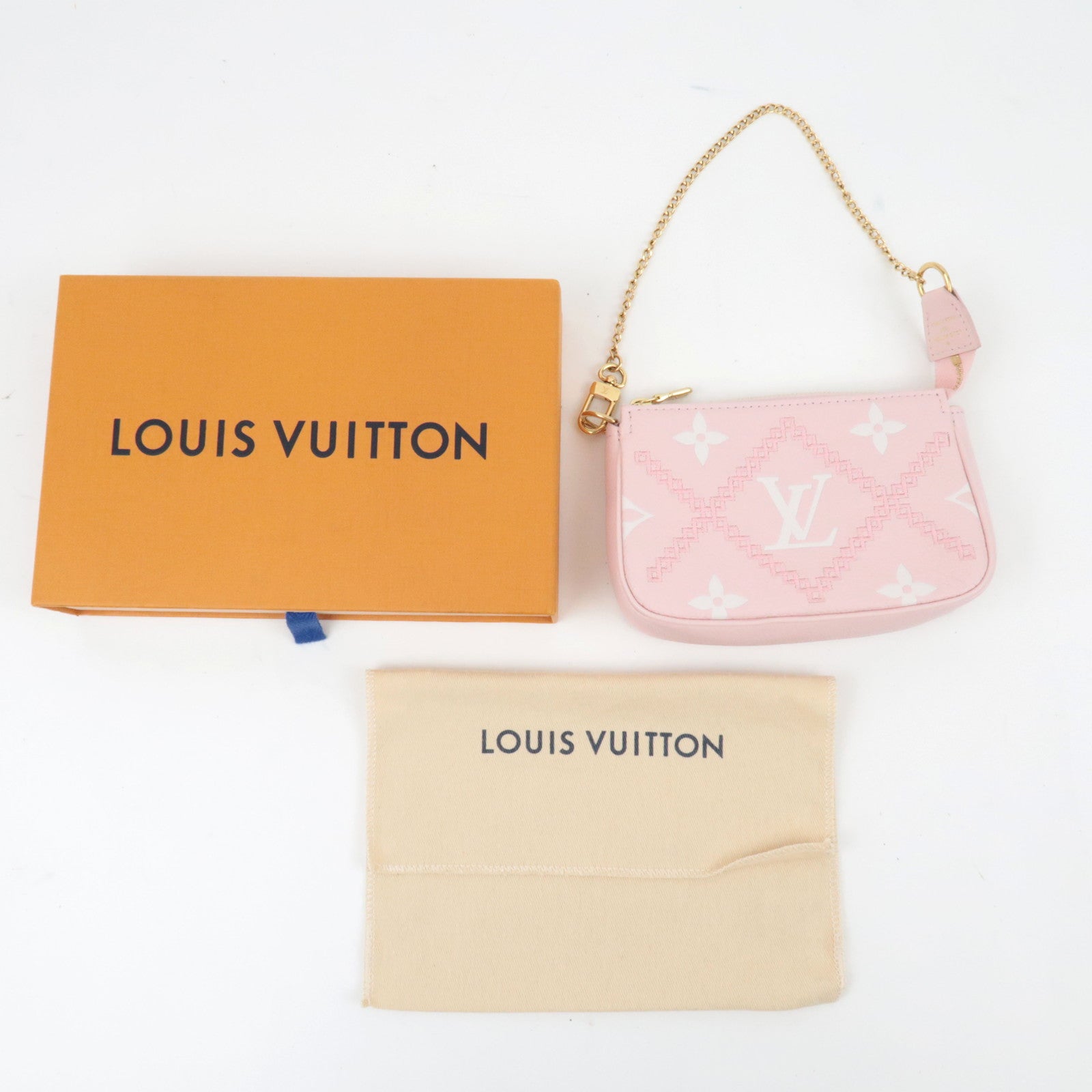 Louis Vuitton Monogram Empreinte Broderie Mini Pochette Accessoire Mini Bag Rose M81140 RFID *Box, Dust bag