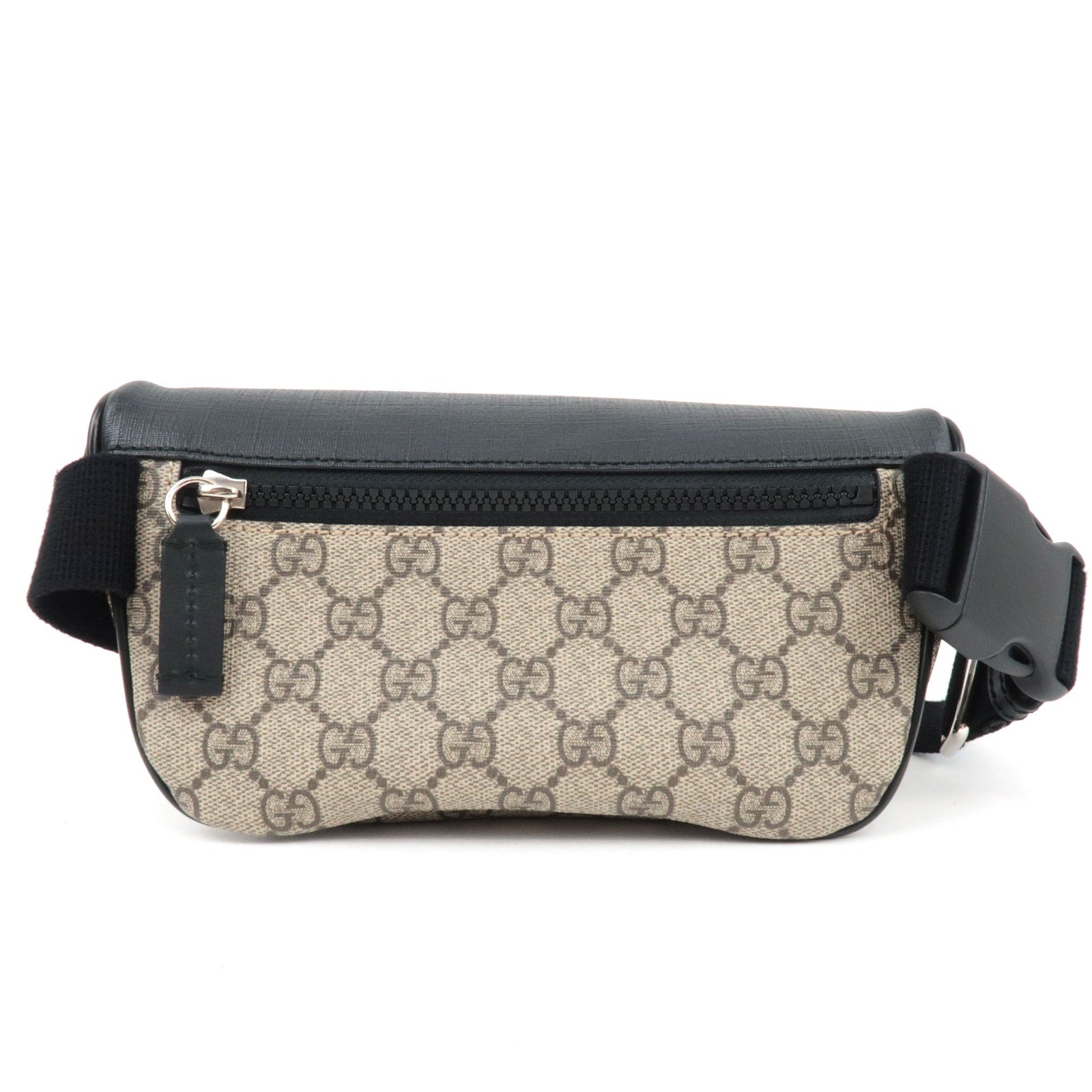 GUCCI Waist Bag Body Bag GG Supreme Leather Beige Black 450946