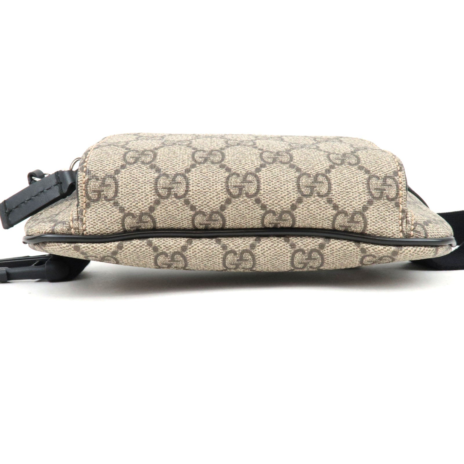 GUCCI Waist Bag Body Bag GG Supreme Leather Beige Black 450946