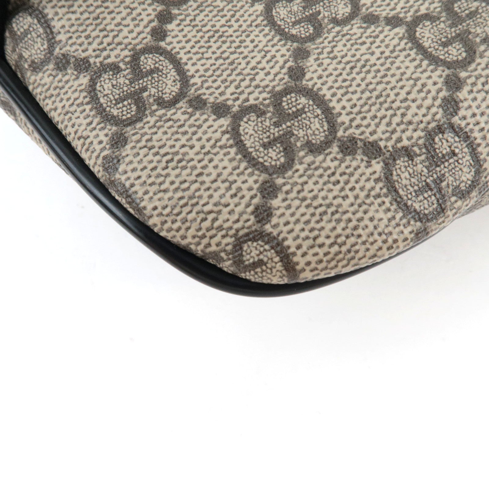 GUCCI Waist Bag Body Bag GG Supreme Leather Beige Black 450946