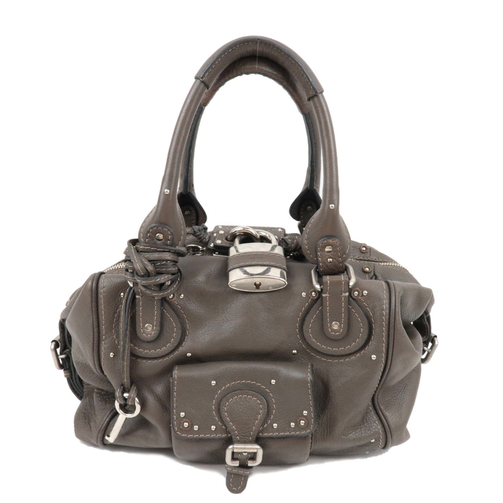 Chloe Paddington Handbag Leather Gray *Key Lock75958