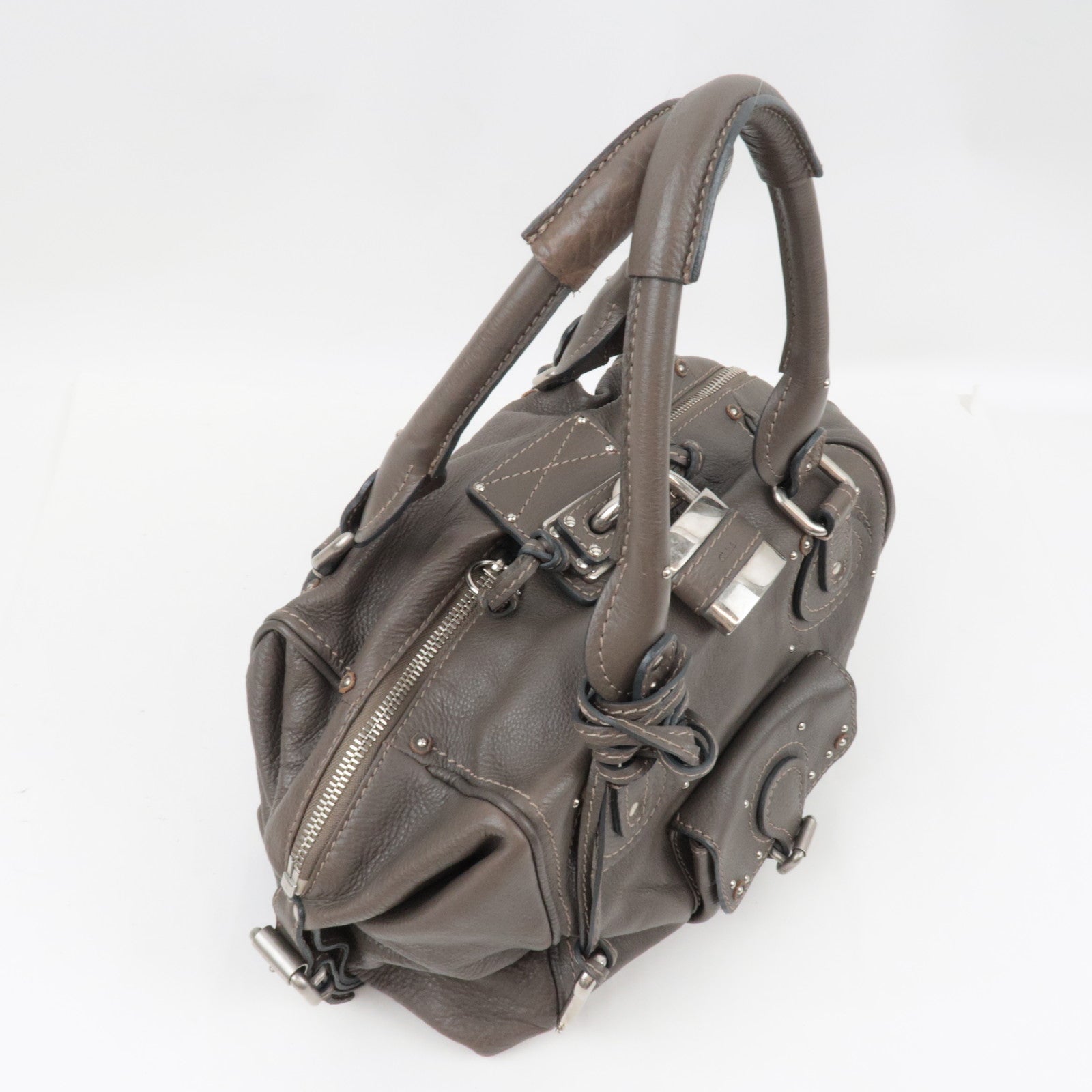 Chloe Paddington Handbag Leather Gray *Key Lock