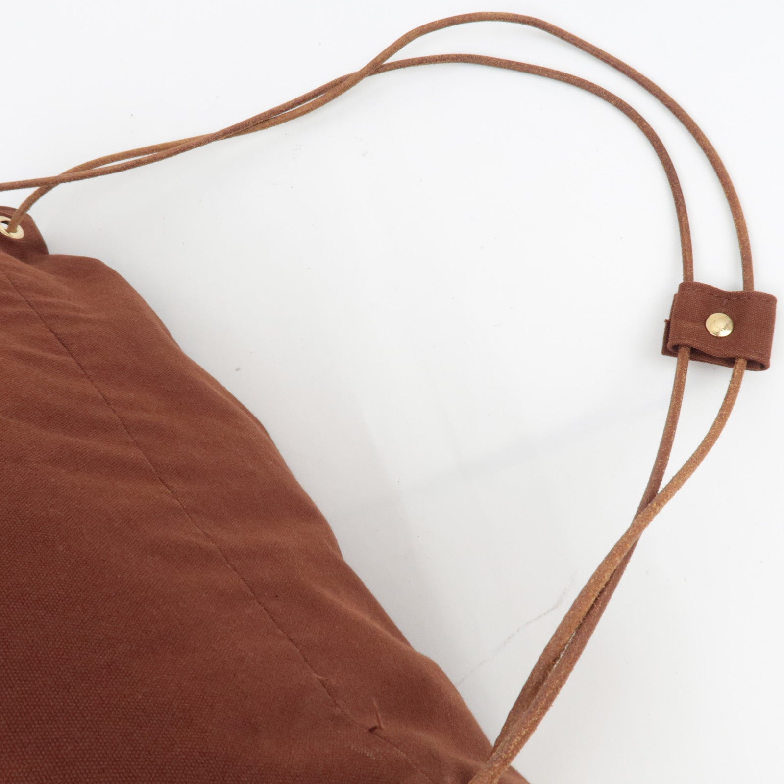 HERMES Porochon Mimil GM Shoulder Bag Canvas Leather Brown