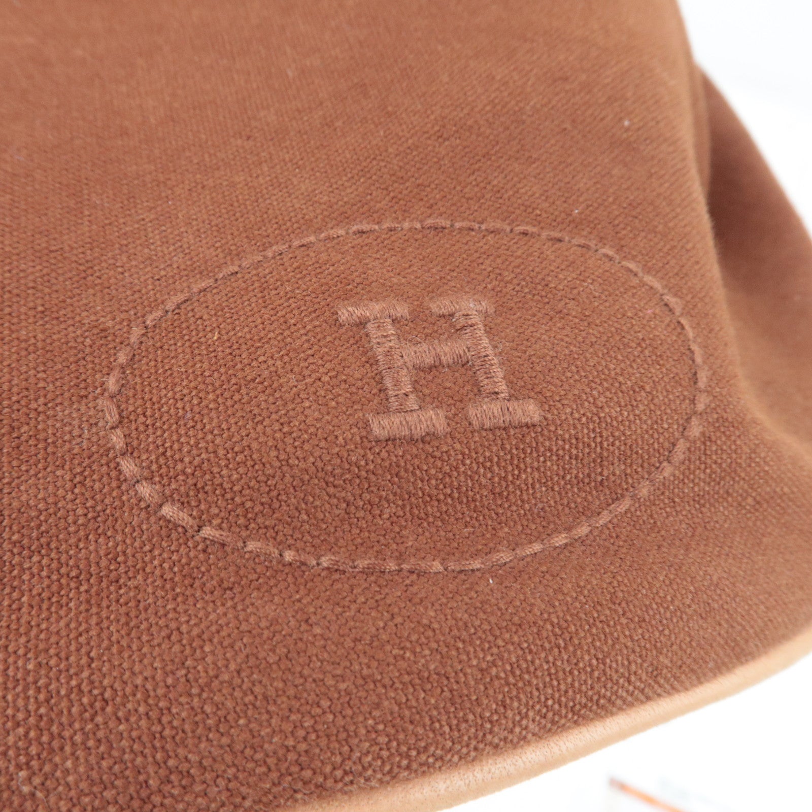 HERMES Porochon Mimil GM Shoulder Bag Canvas Leather Brown