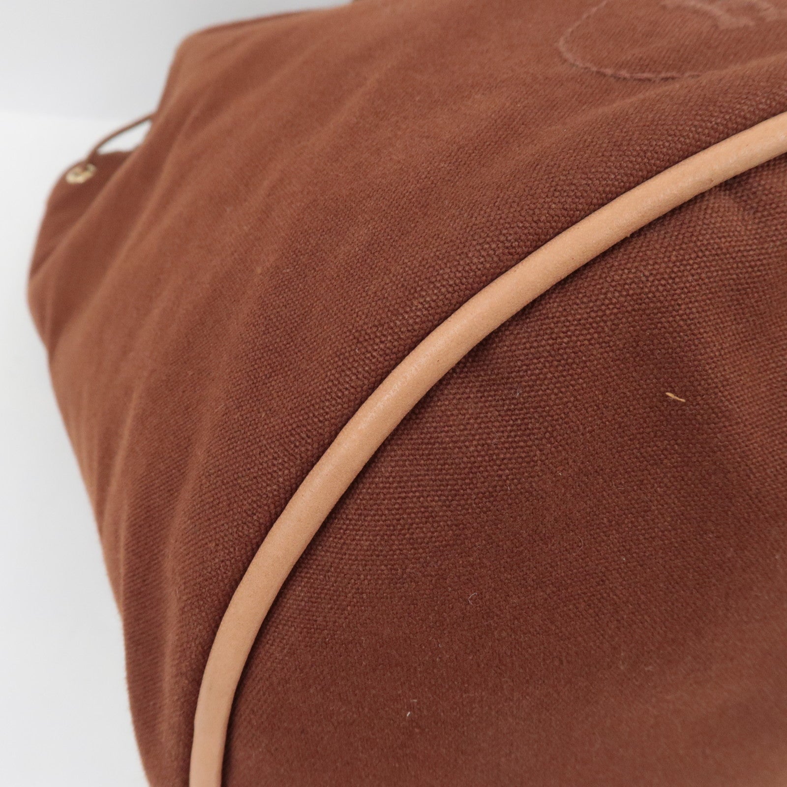 HERMES Porochon Mimil GM Shoulder Bag Canvas Leather Brown