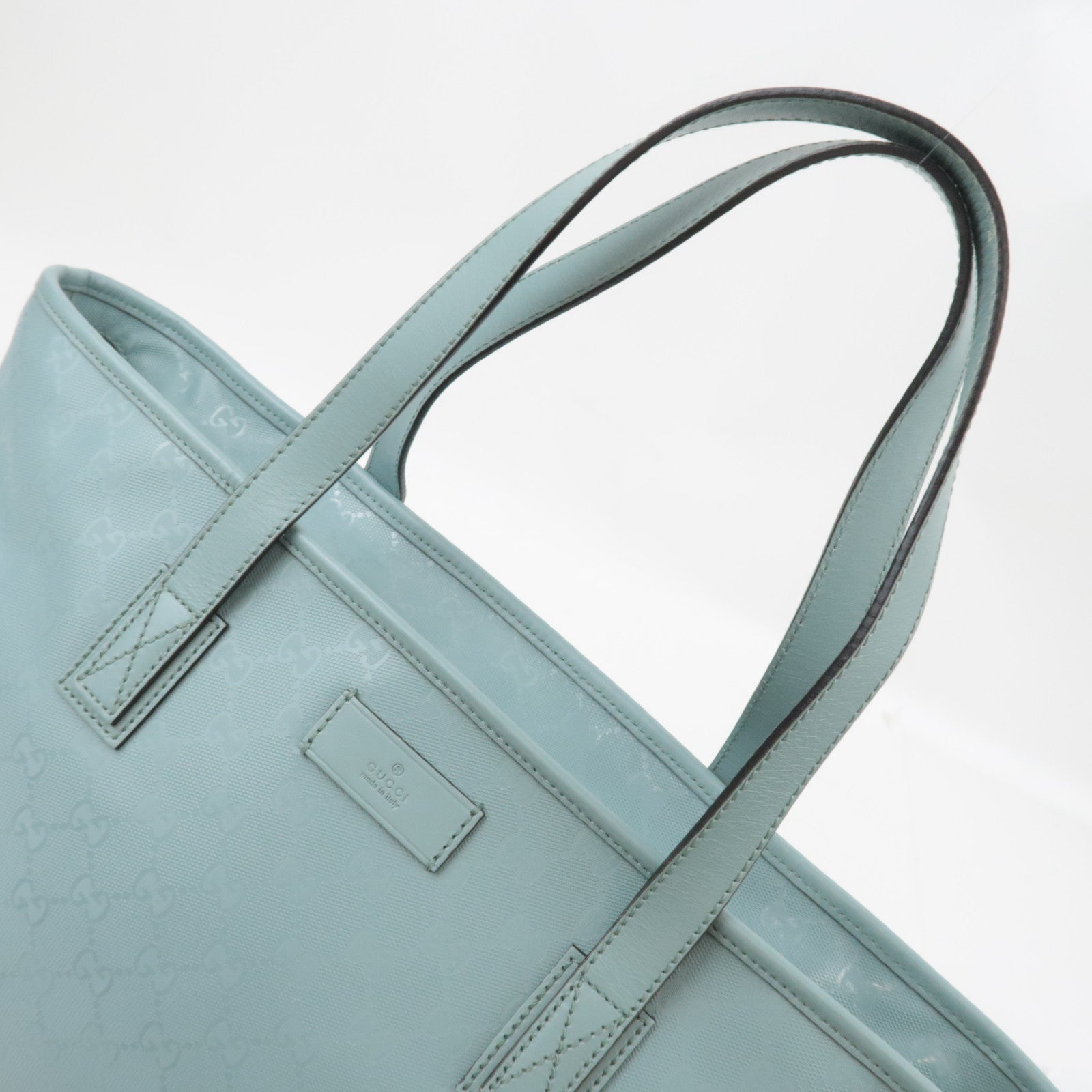 GUCCI Tote Bag GG Imprime Leather Light Blue 211137